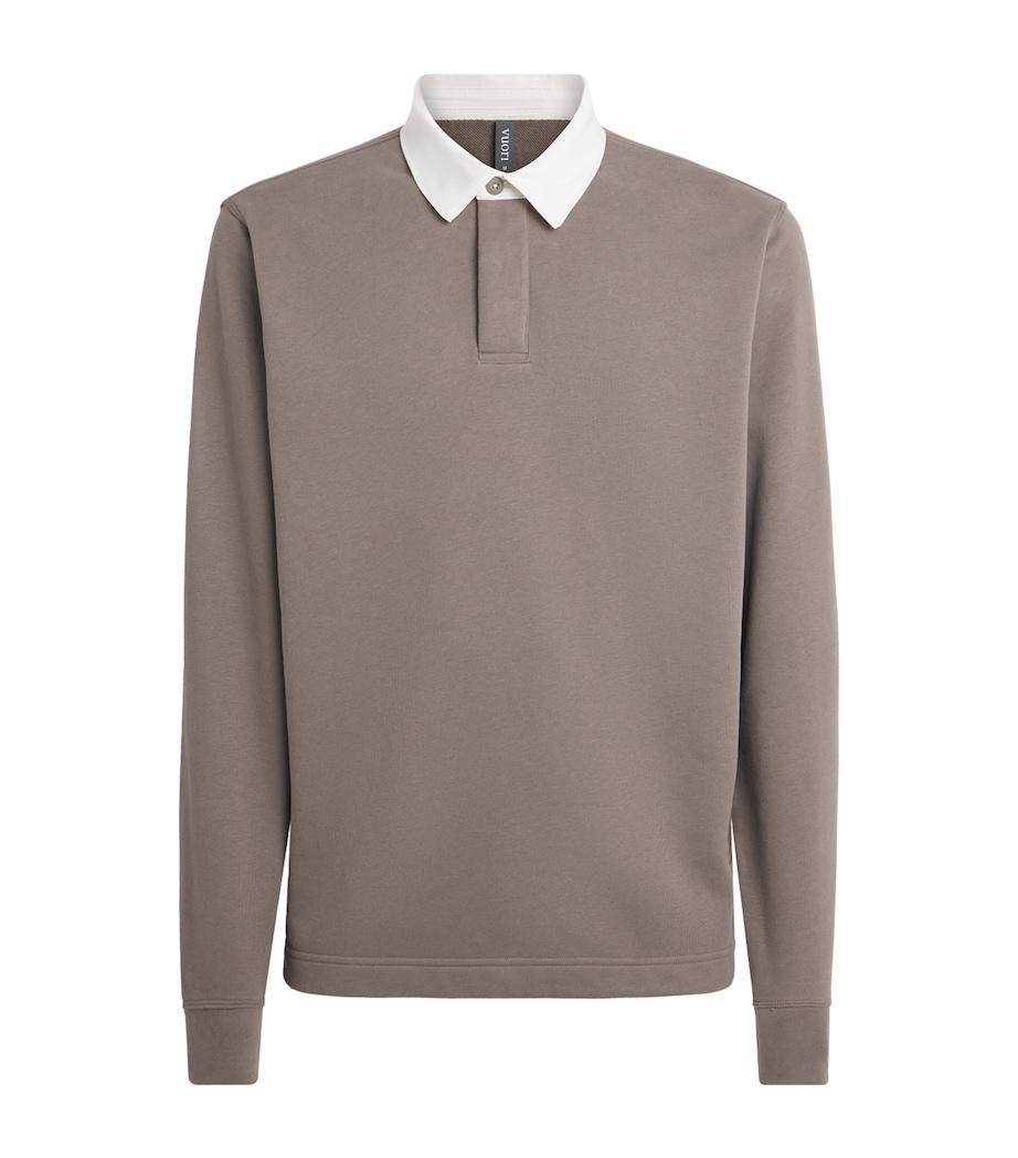 VUORI Mens French Terry Cypress Rugby Shirt Stp Smokey Taup Image 1