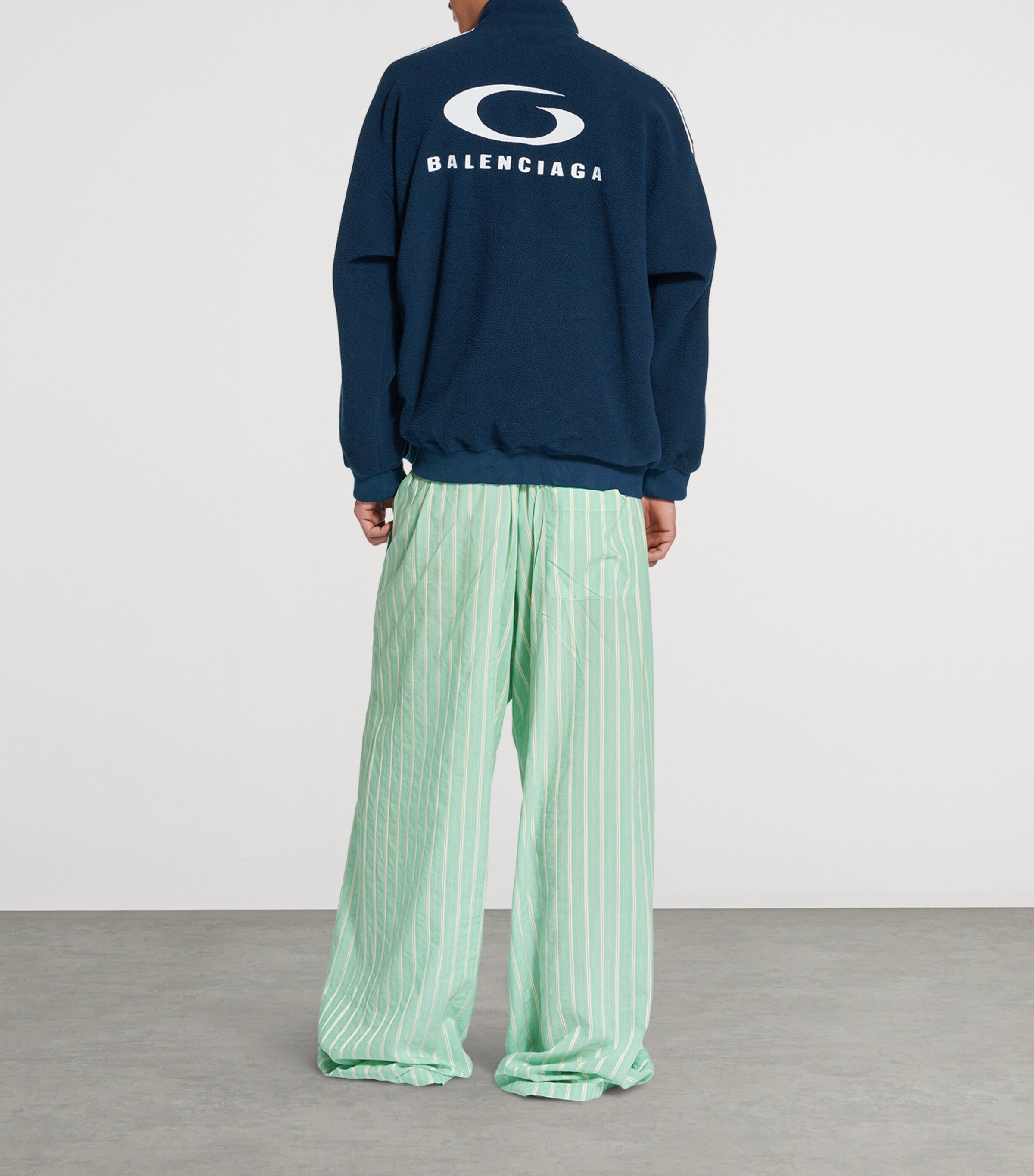 パンツ BALENCIAGA STRIPED CUPRO OVERSIZED TROUSERS 846233TSM041000 Balenciaga Cupro-Cotton Stripe Trousers | Harrods CA