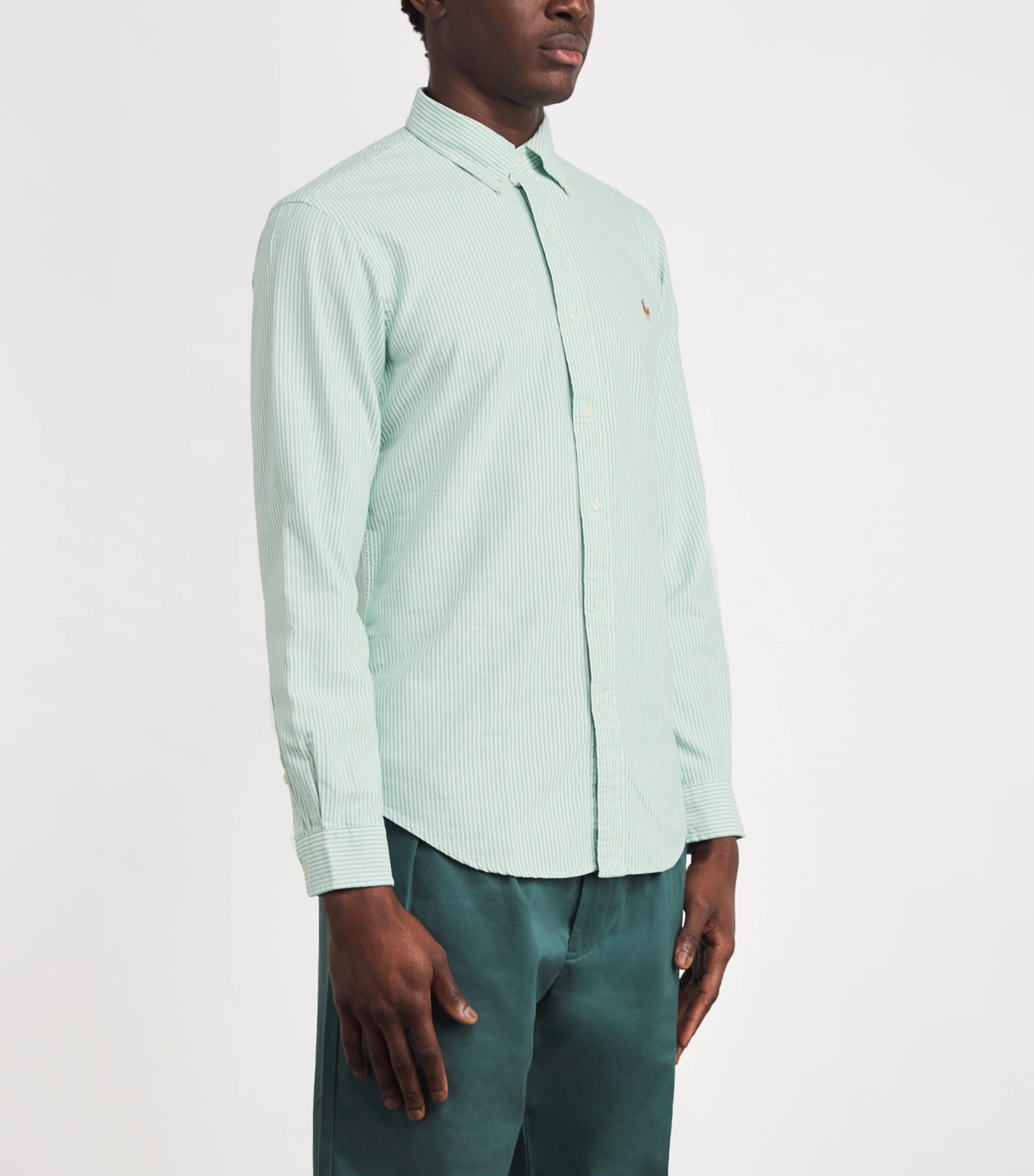 Custom Fit Stripe Oxford Shirt GREEN WHITE Image 3