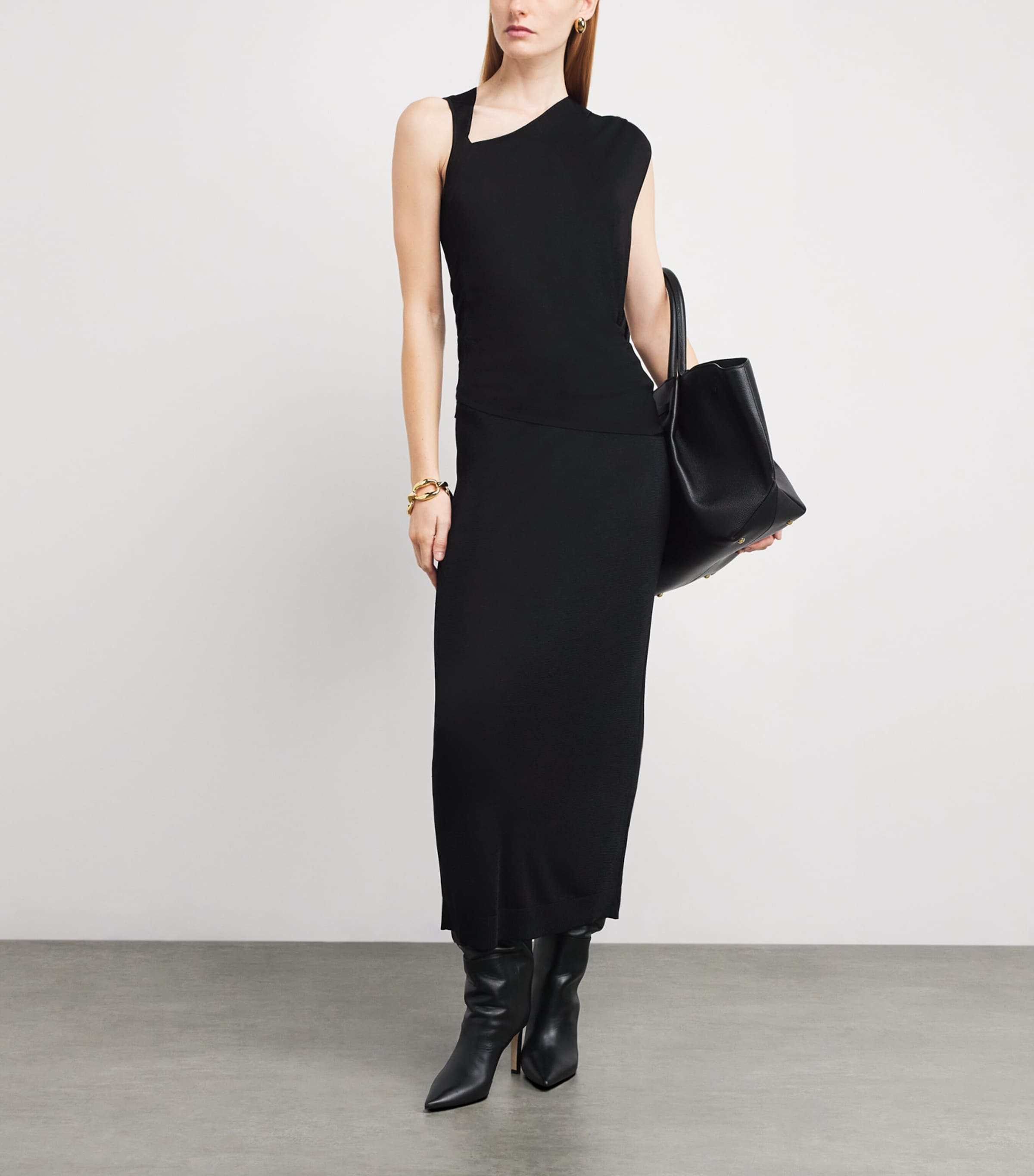 Knitted Asymmetric Top 001 BLACK Image 2