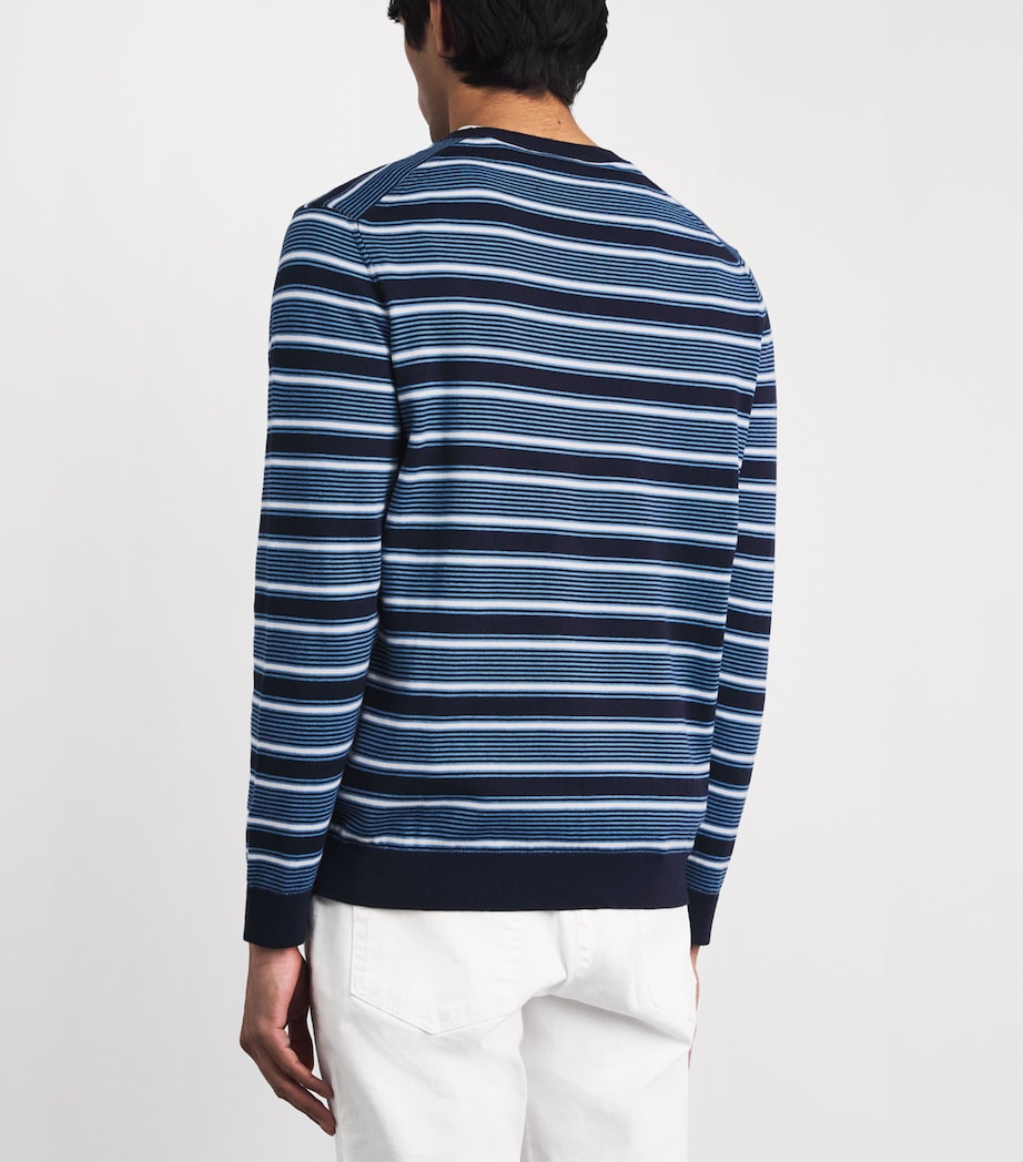 Falke Mens Cotton Stripe Sweater Dark Navy Image 5