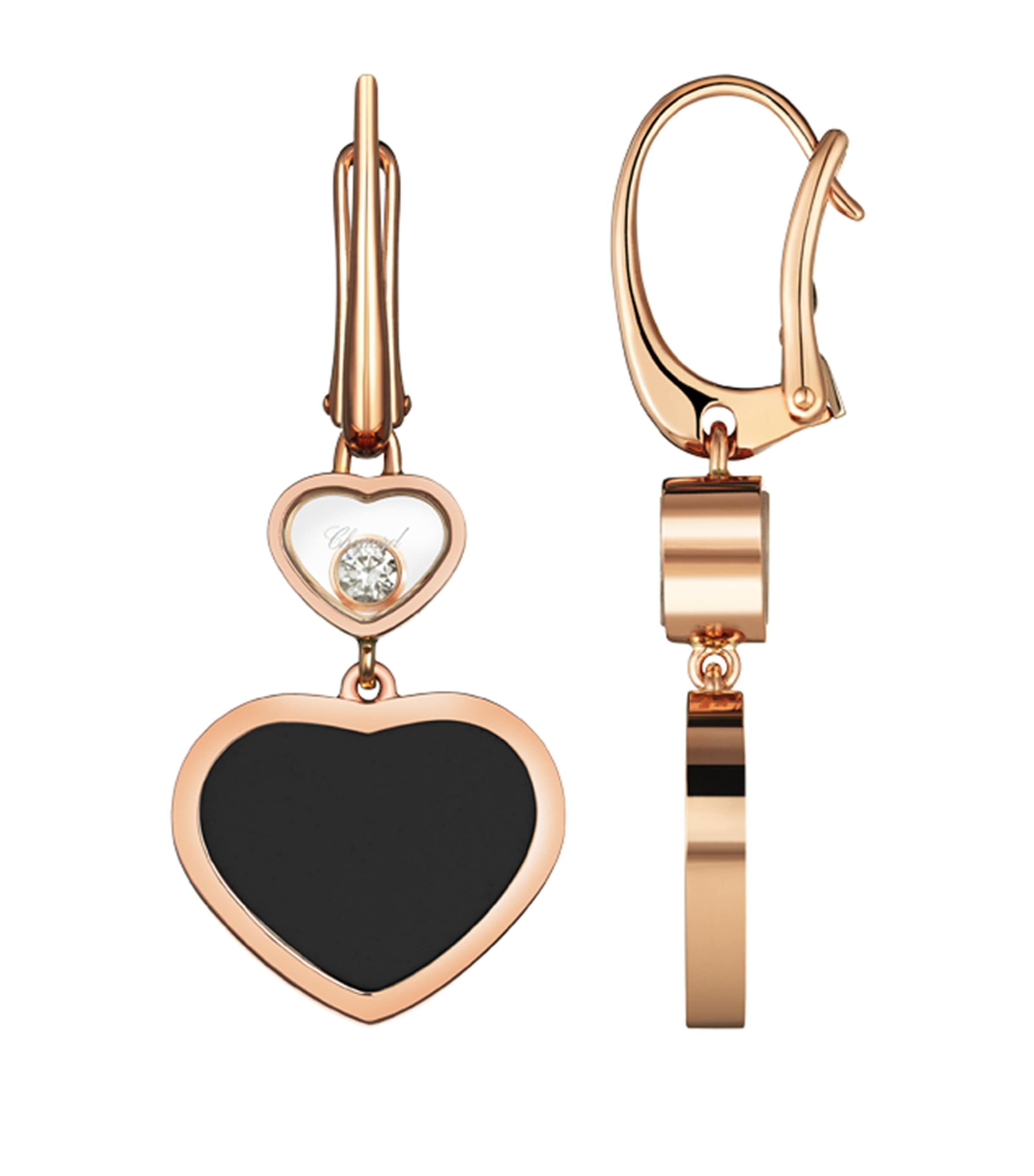 Rose Gold and Diamond Happy Hearts Earrings 18K ROSE GOLD Image 2