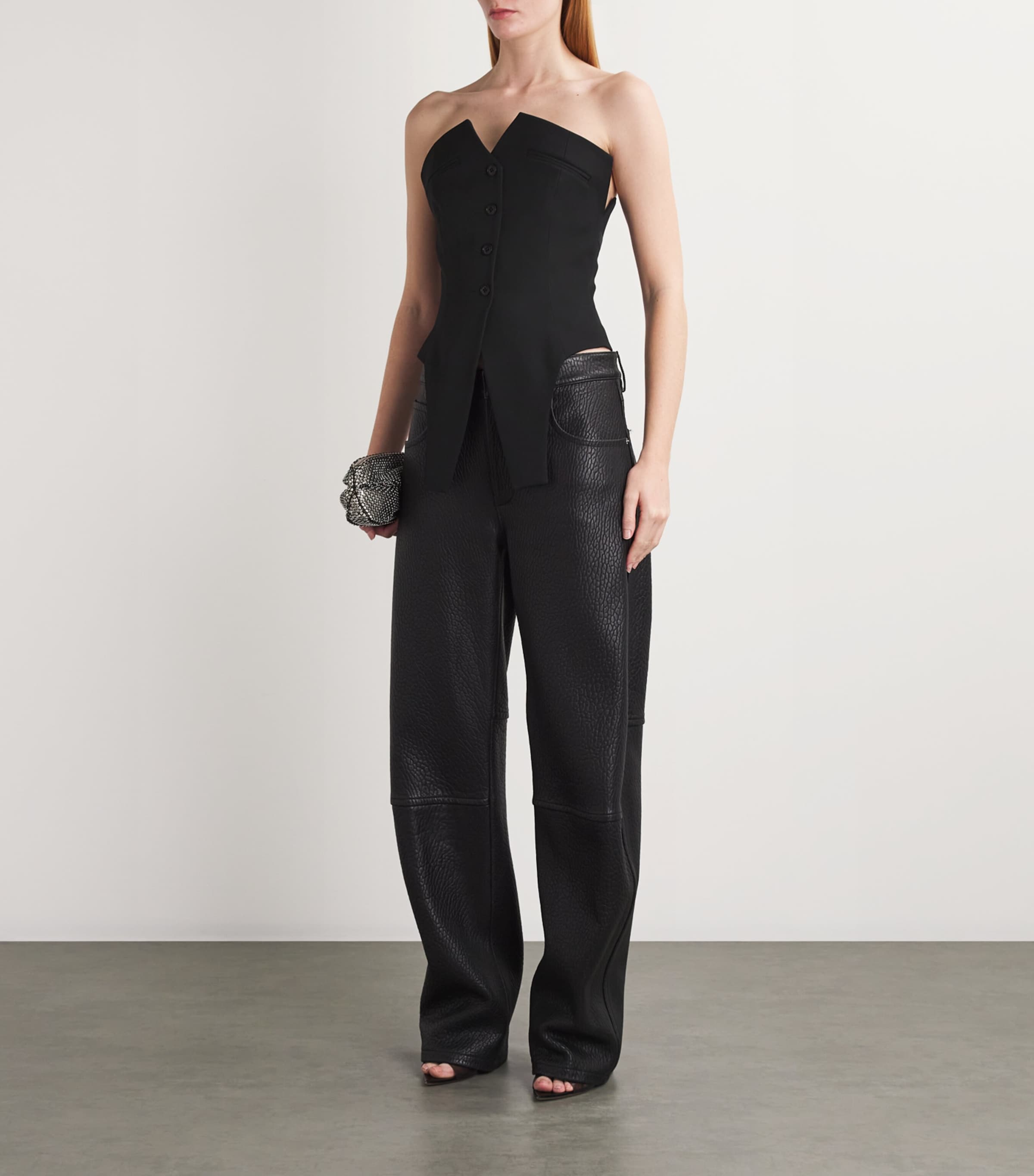 Wool Deconstructed Vest 001BLACK Image 2