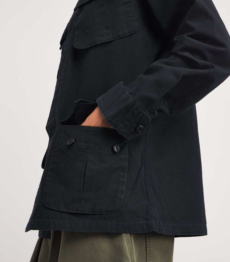 Cotton Ripstop Utility Overshirt BLACK Image 6