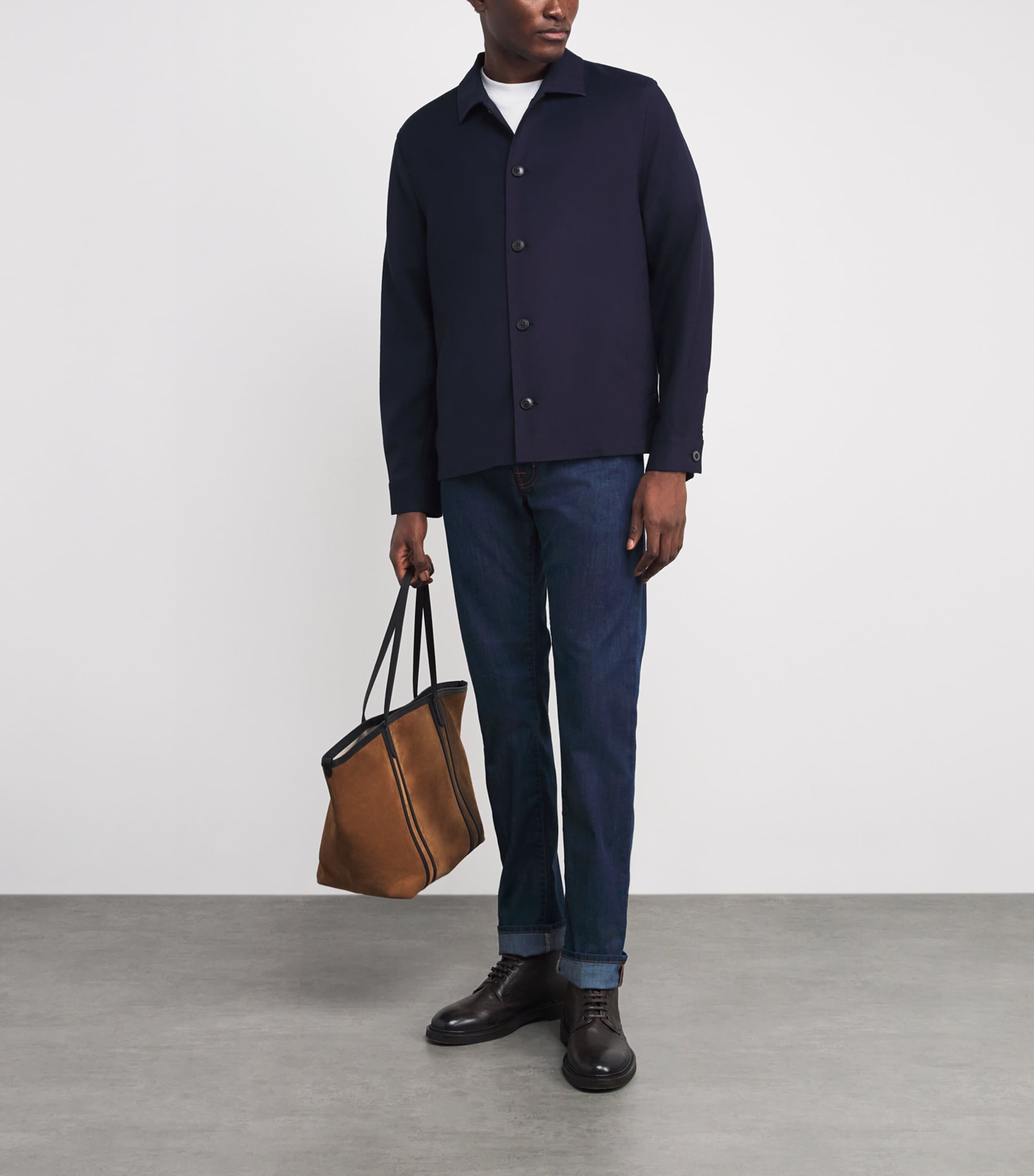 Stripe-Trim Nick Slim Jeans 100D DARK BLUE Image 2