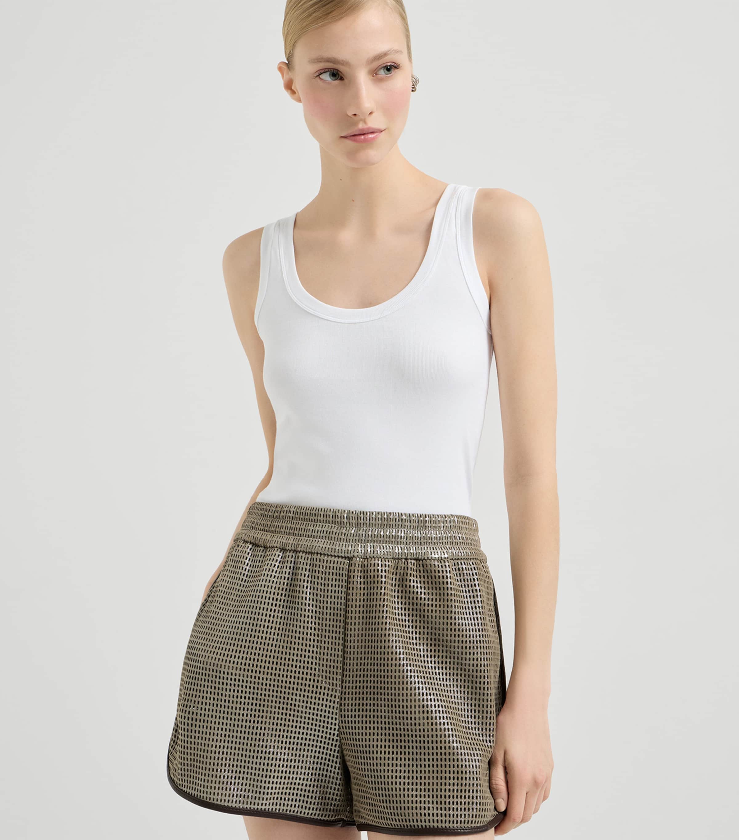 Brunello Cucinelli Womens Stretch-Cotton Ribbed Tank Top Image 3
