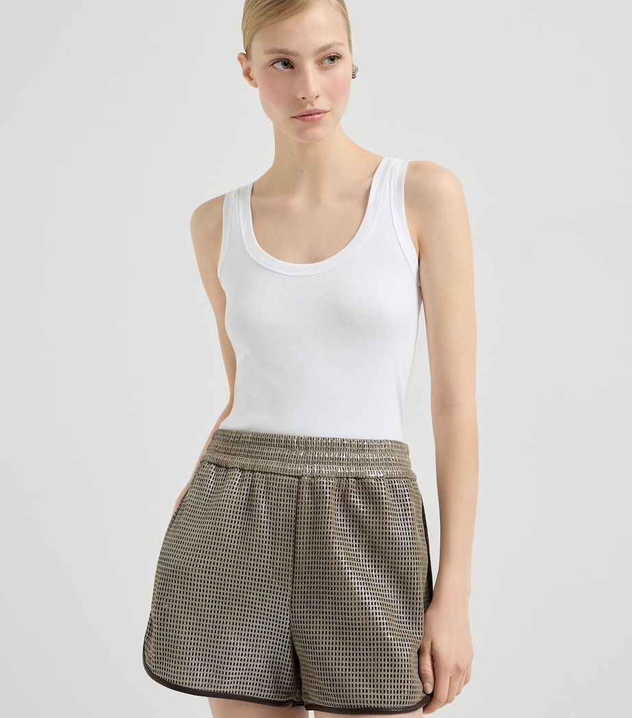 Brunello Cucinelli Womens Stretch-Cotton Ribbed Tank Top Image 3