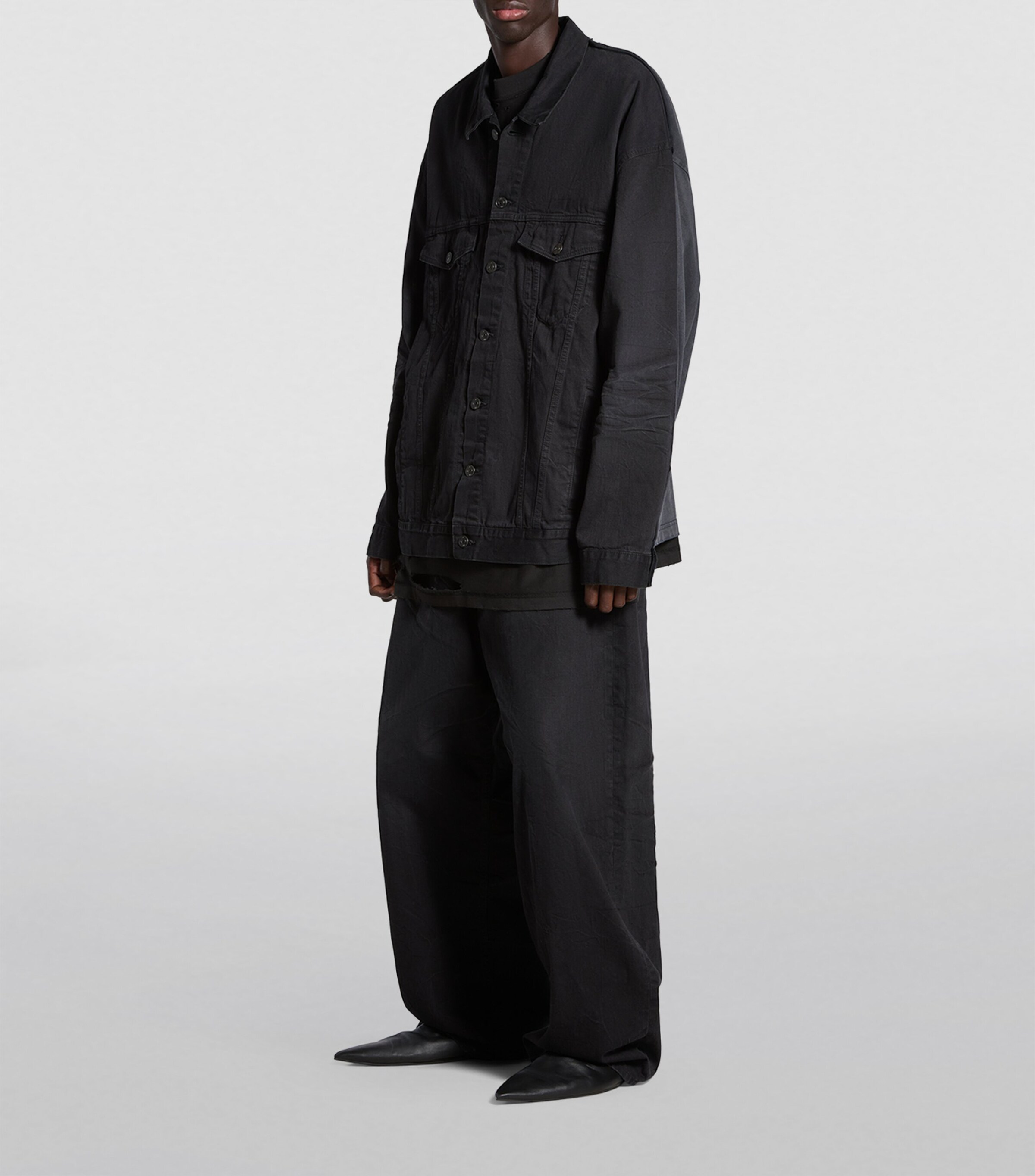 Balenciaga Mens Denim Oversized Hybrid Jacket Image 2