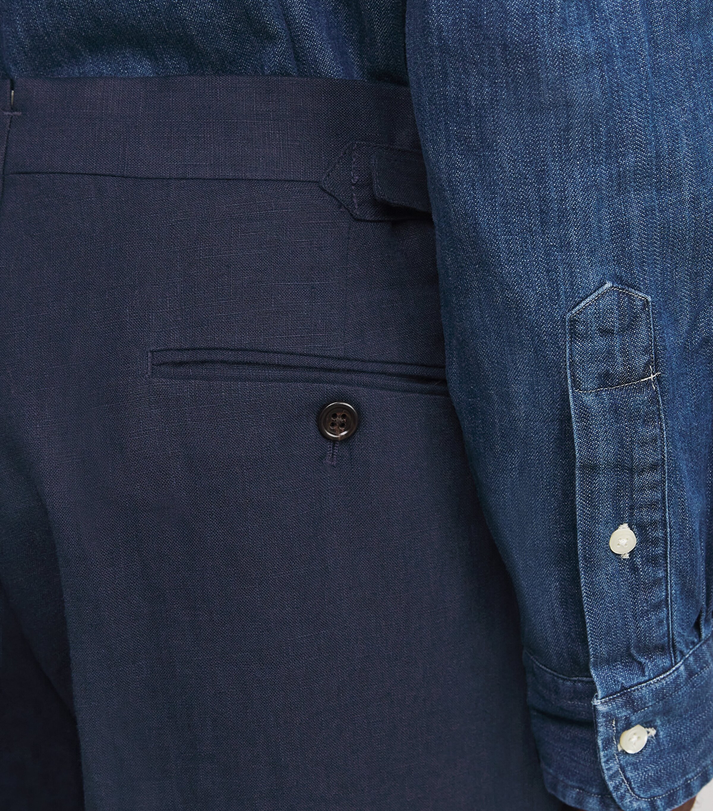 Linen Straight Trousers NAVY Image 6