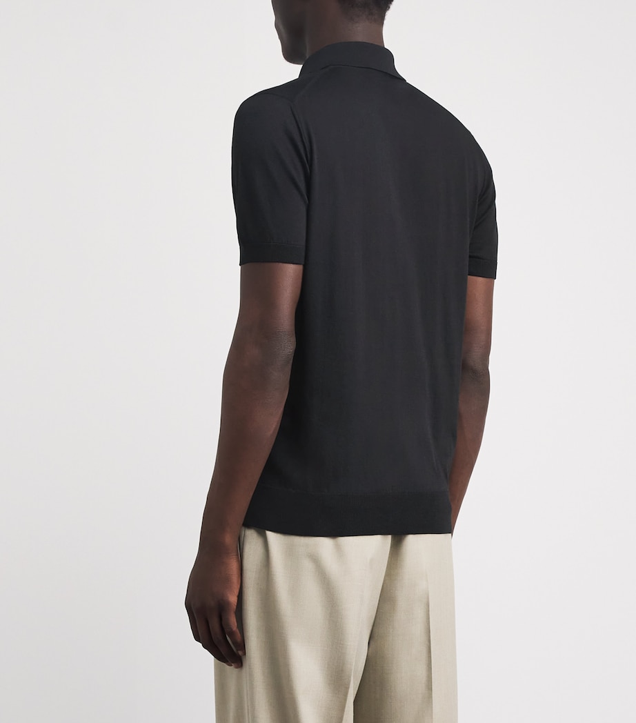 Pal Zileri Mens Silk-Cotton Polo Shirt Black Image 5