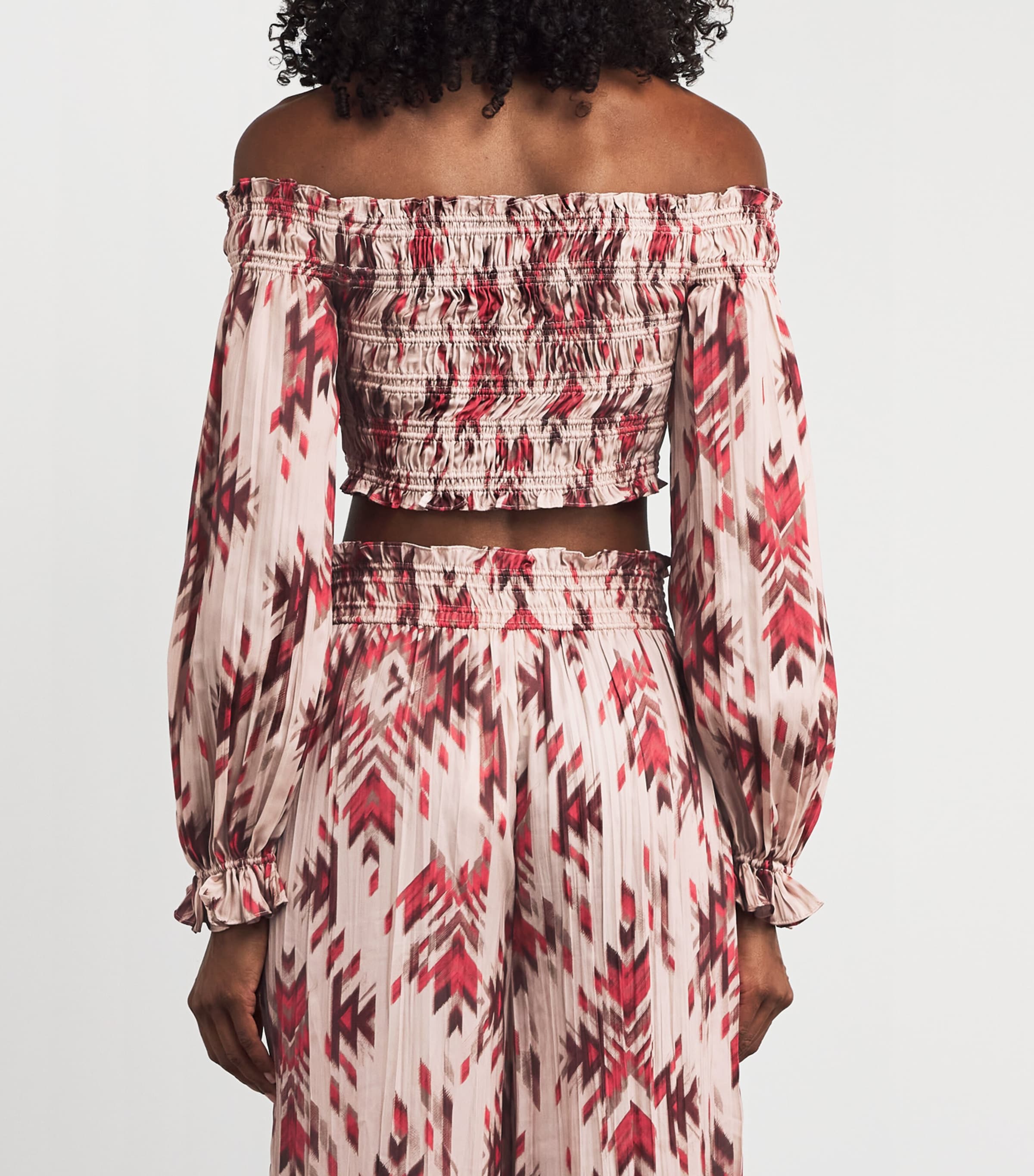 Graciela Off-The-Shoulder Smocked Top 40734GAM TAN MULTI Image 4