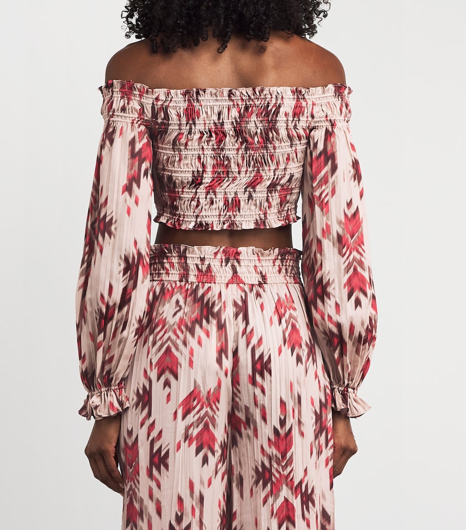 Graciela Off-The-Shoulder Smocked Top 40734GAM TAN MULTI Image 4