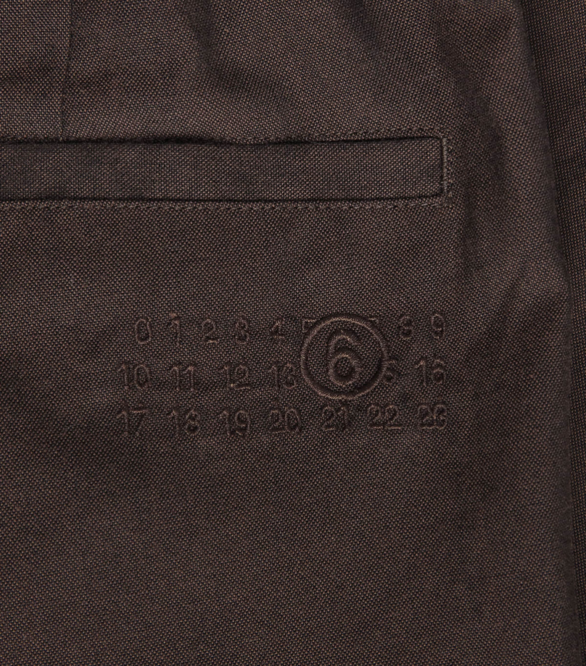 MM6 Maison Margiela Mens Virgin Wool-Cotton Pleated Trousers Brown Image 6