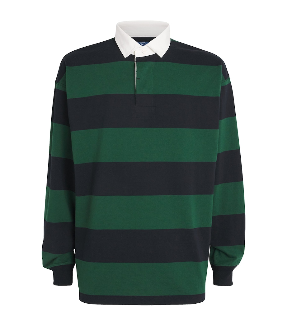 Cotton Stripe Big Fit Rugby Shirt GREEN Image 1
