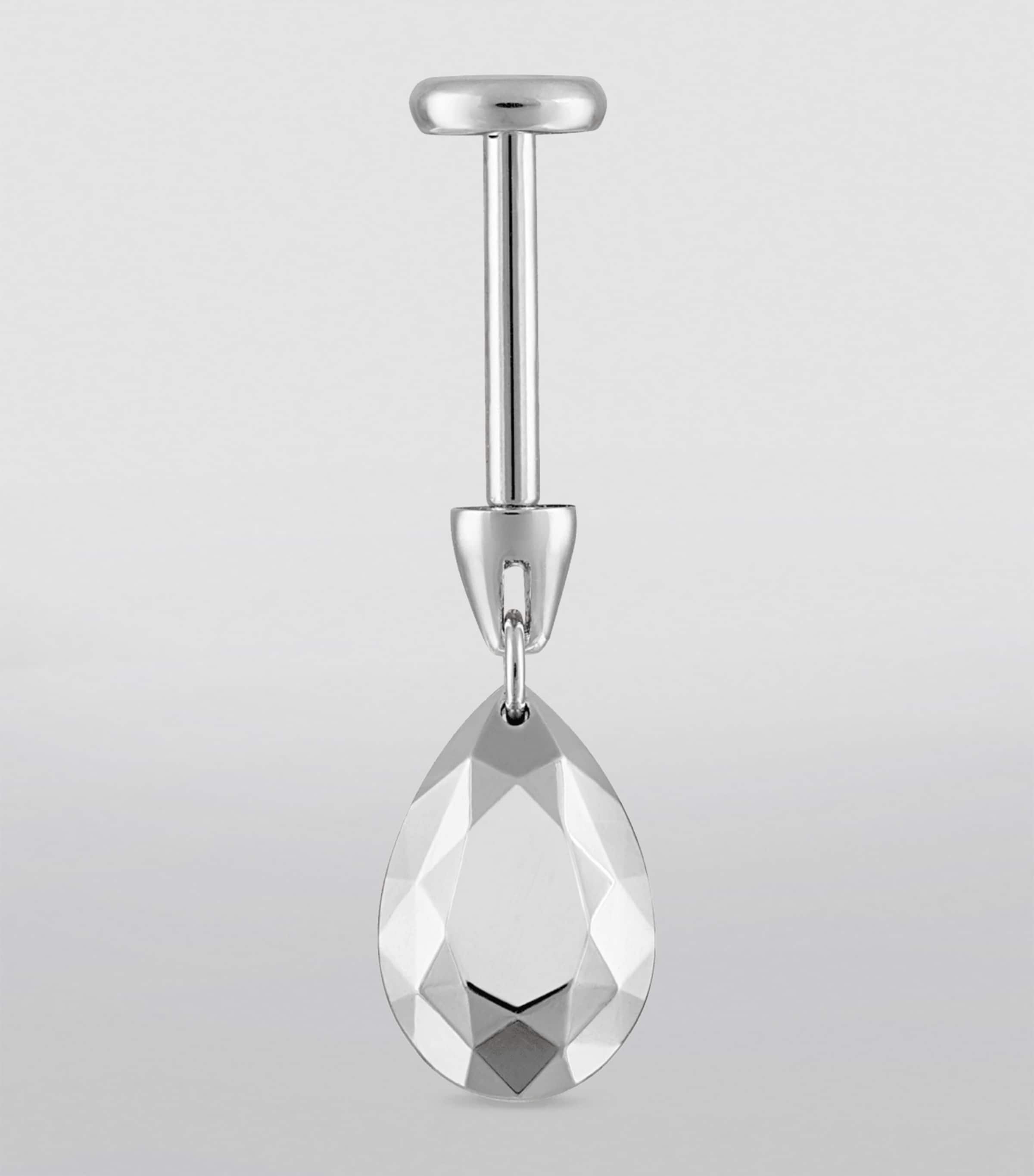 Faceted Pear Threaded Charm Earring (7.5mm) WHITE GOLD Image 3
