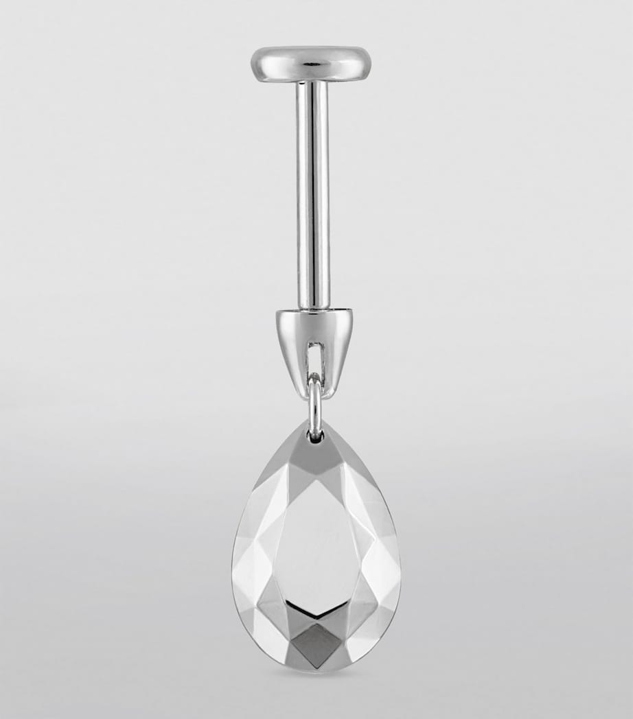 Faceted Pear Threaded Charm Earring (7.5mm) WHITE GOLD Image 3