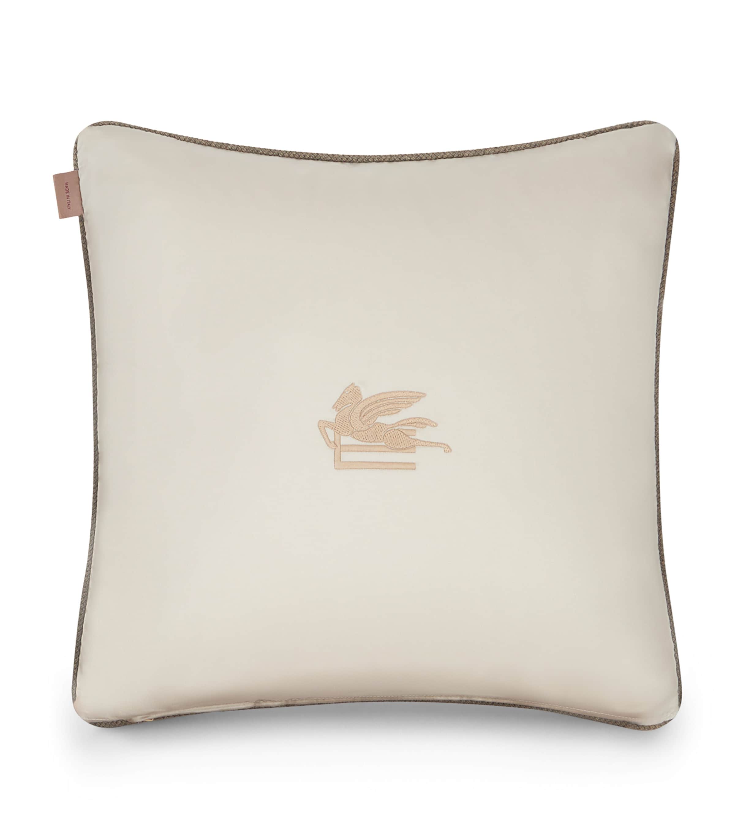 Cotton Bloom Print Embroidered Cushion (45cm x 45cm) X0830 GREY Image 2