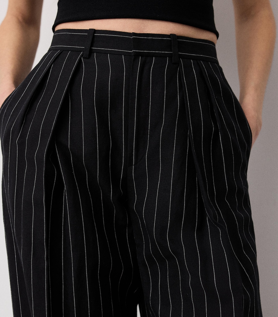 Ralph Lauren Collection Womens Cotton-Linen-Wool Stripe Jody Trousers Blacklux Cream Image 5