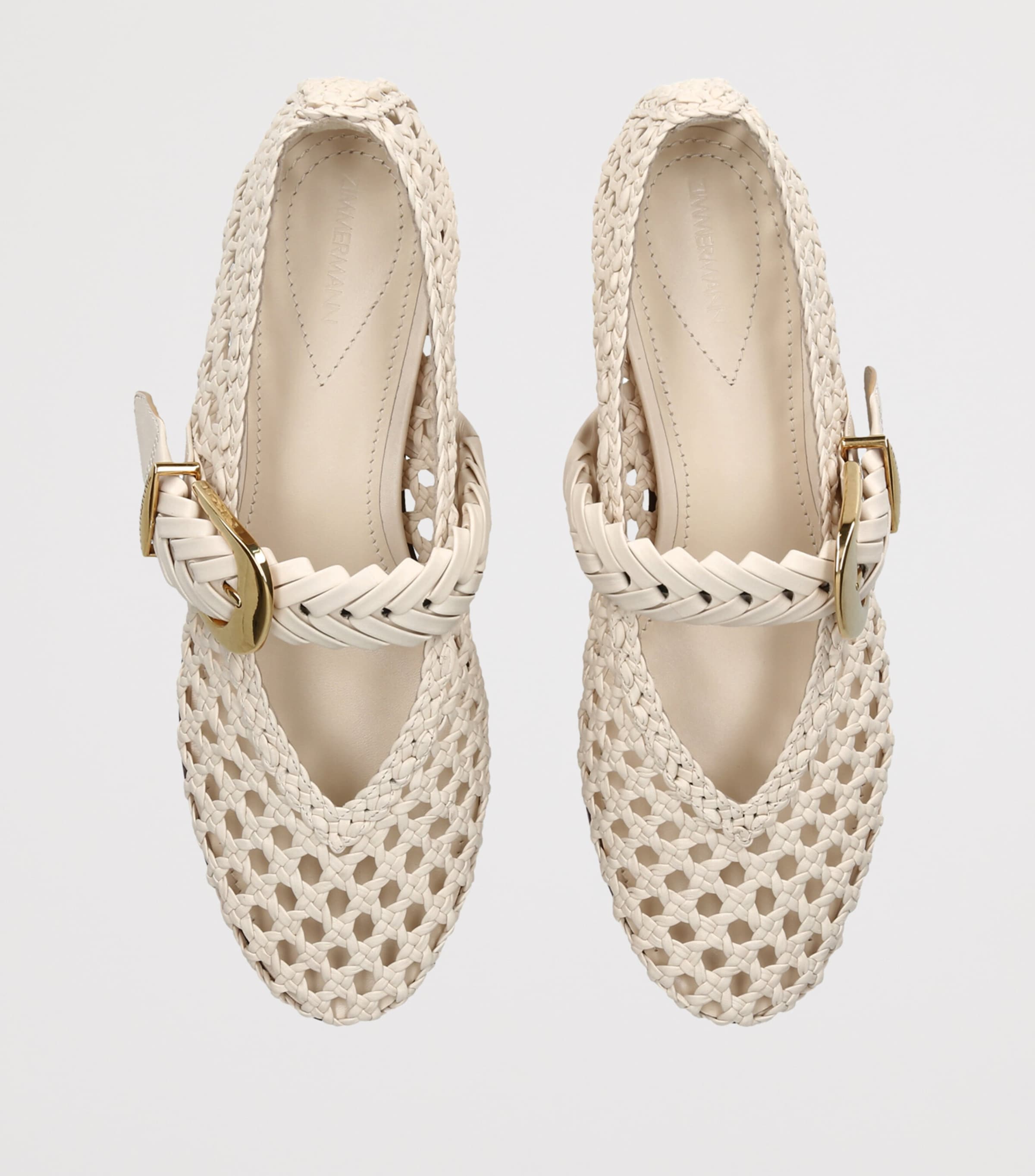 Zimmermann Leather Helix Ballet Flats Bone Image 3