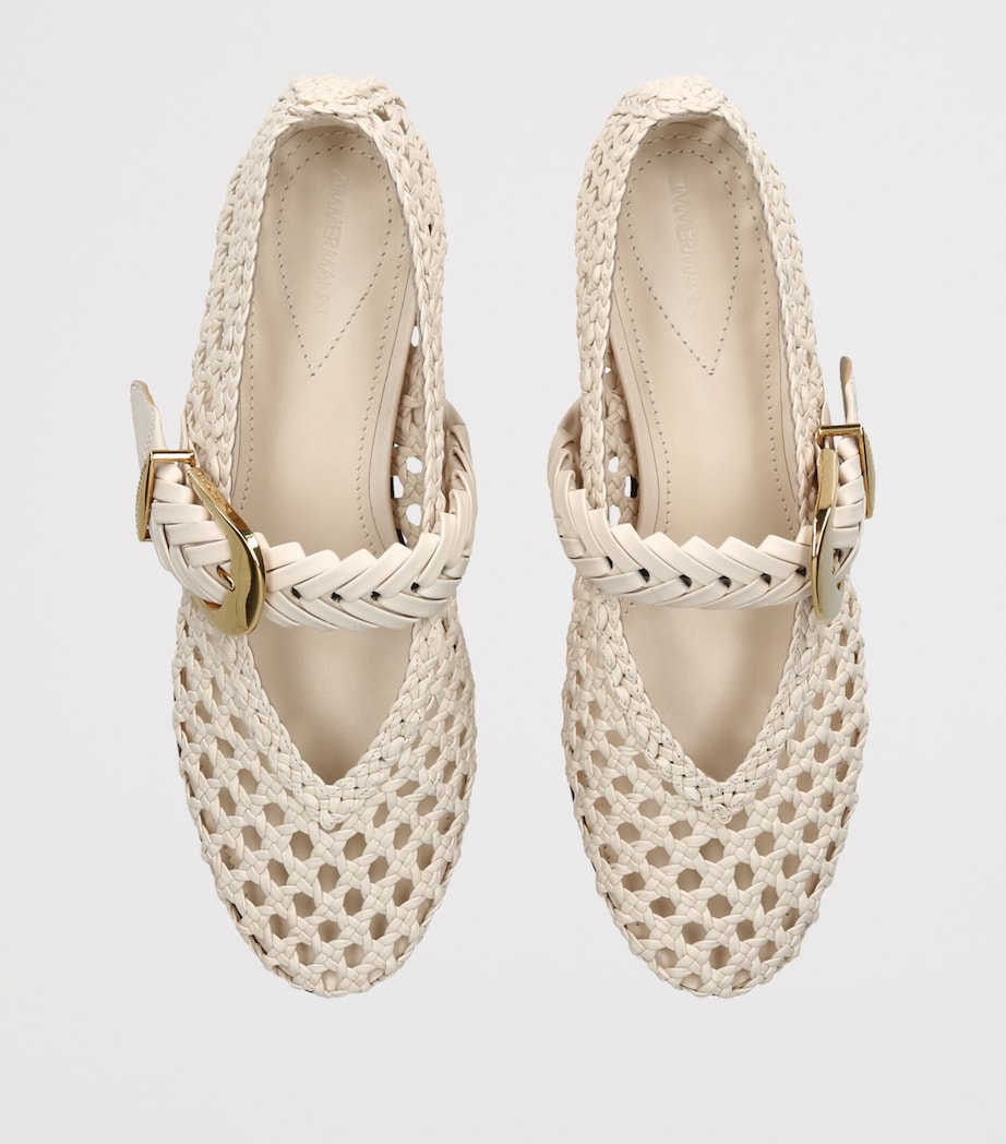 Zimmermann Leather Helix Ballet Flats Bone Image 3