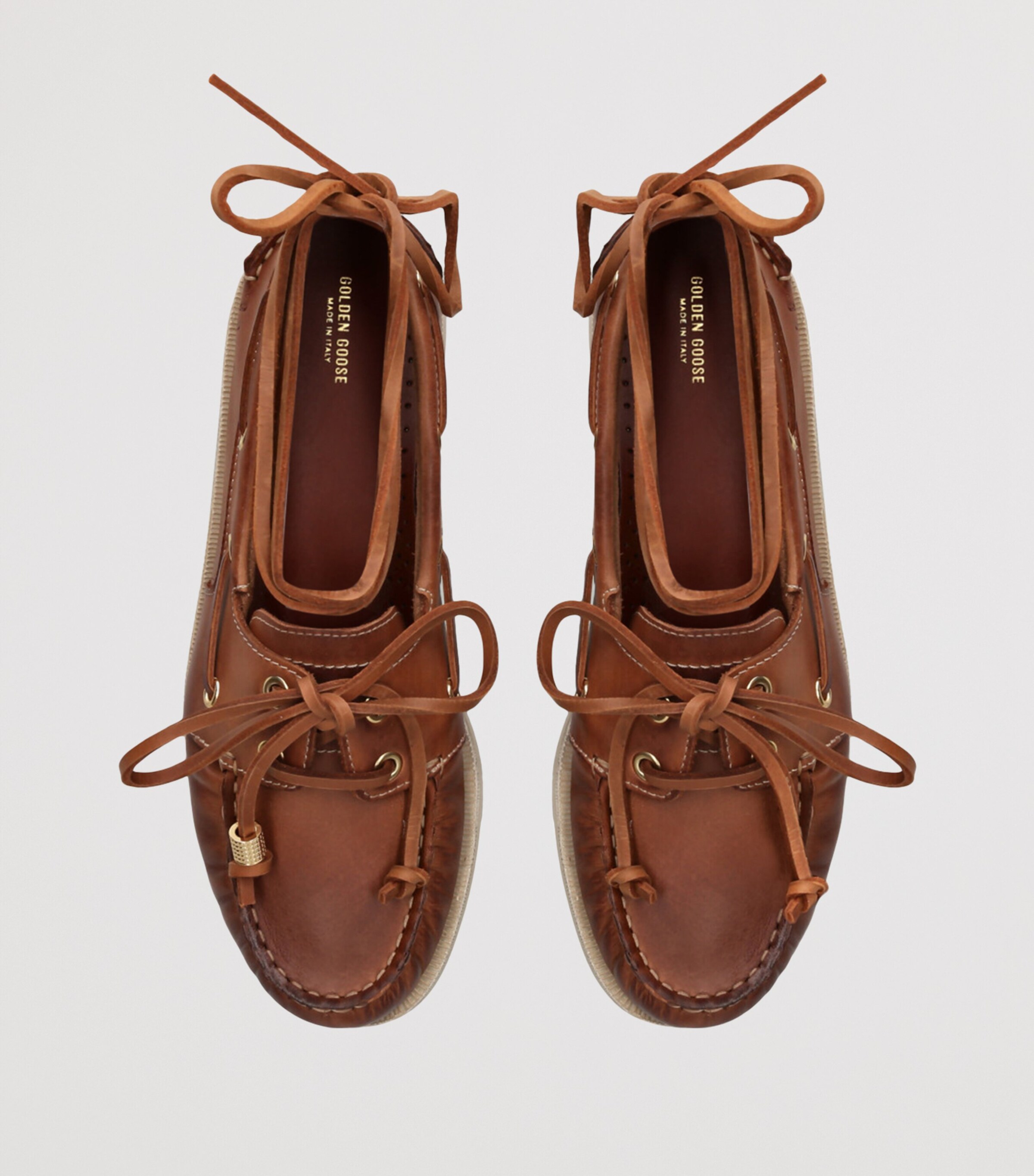 Golden Goose Leather Barca Boat Shoes Tan Image 6