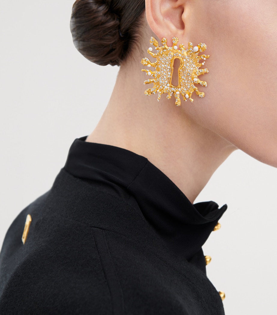 Schiaparelli Bijoux Keyhole Earrings Gold Image 3
