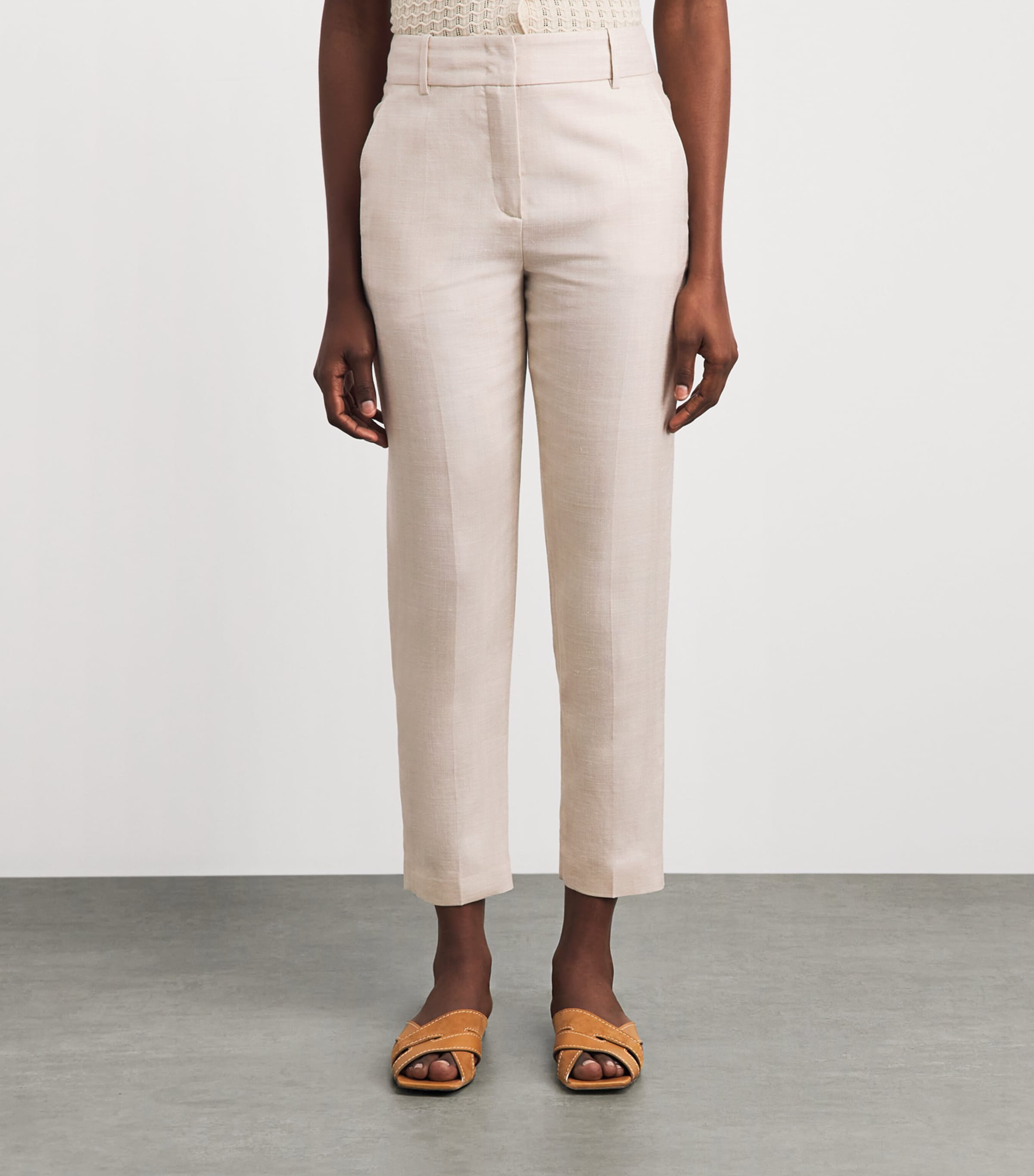 Eleventy Womens Wool-Silk-Linen Tailored Trousers Sabbia Image 4