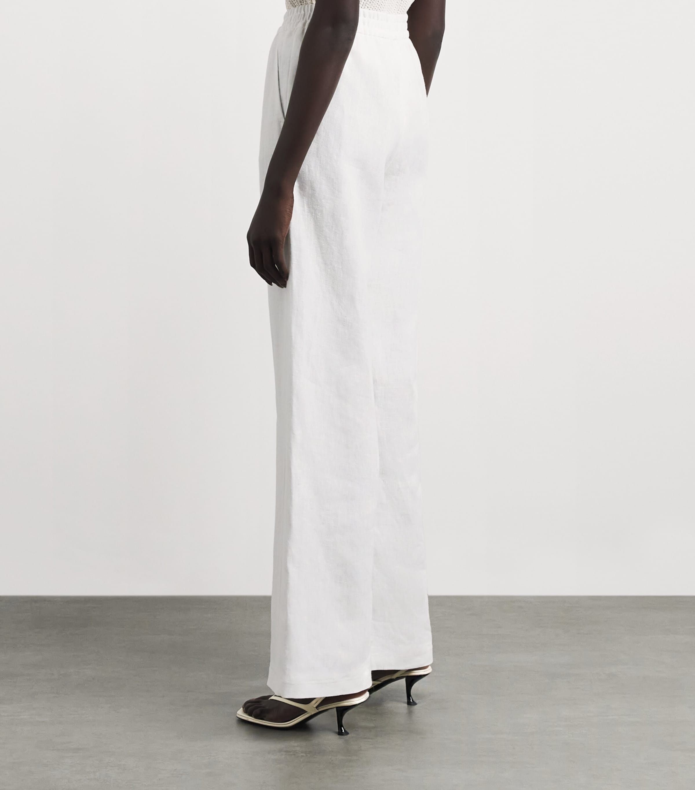 Eleventy Linen Elasticated Trousers Bianco Image 5