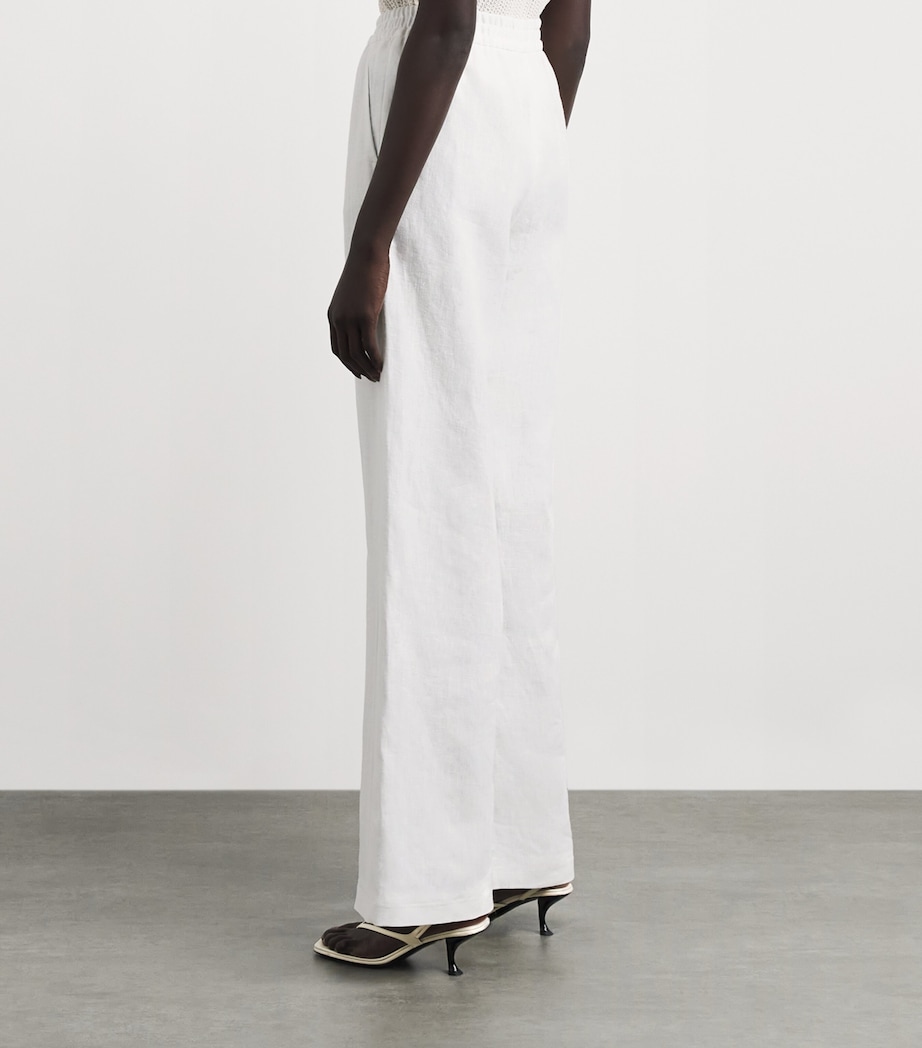 Eleventy Linen Elasticated Trousers Bianco Image 5