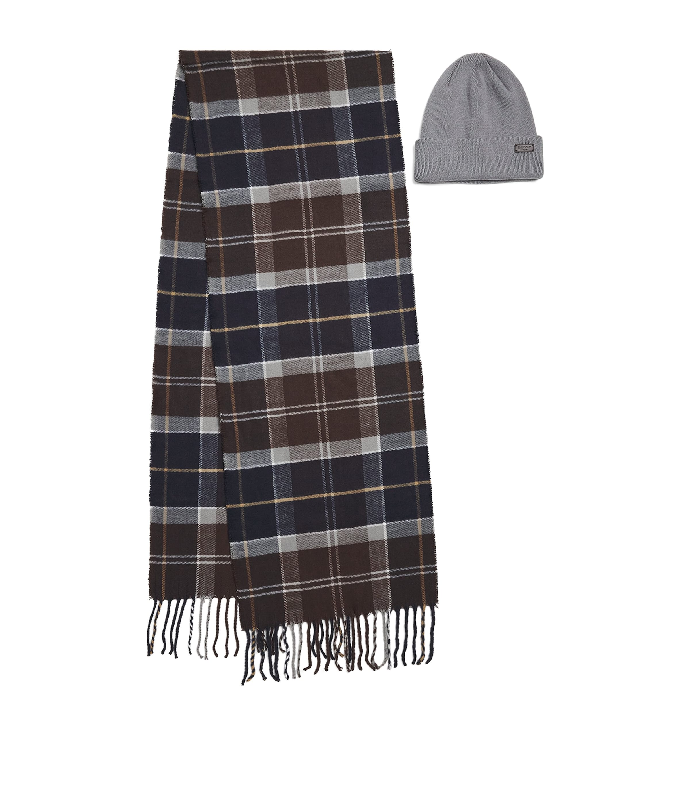 Barbour Swinton Beanie And Galingale Scarf Gift Set In Brown