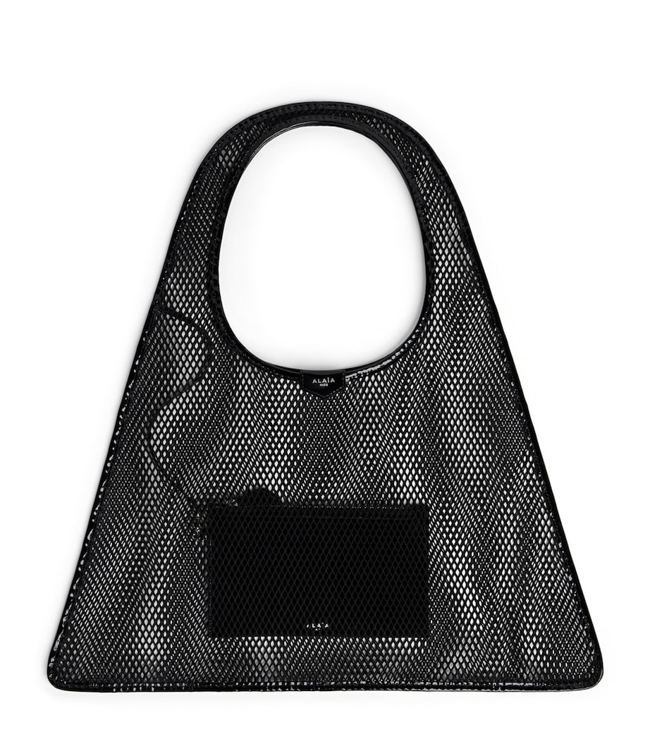 Alaïa Womens Leather-Trim Fishnet Shoulder Bag Black Image 1
