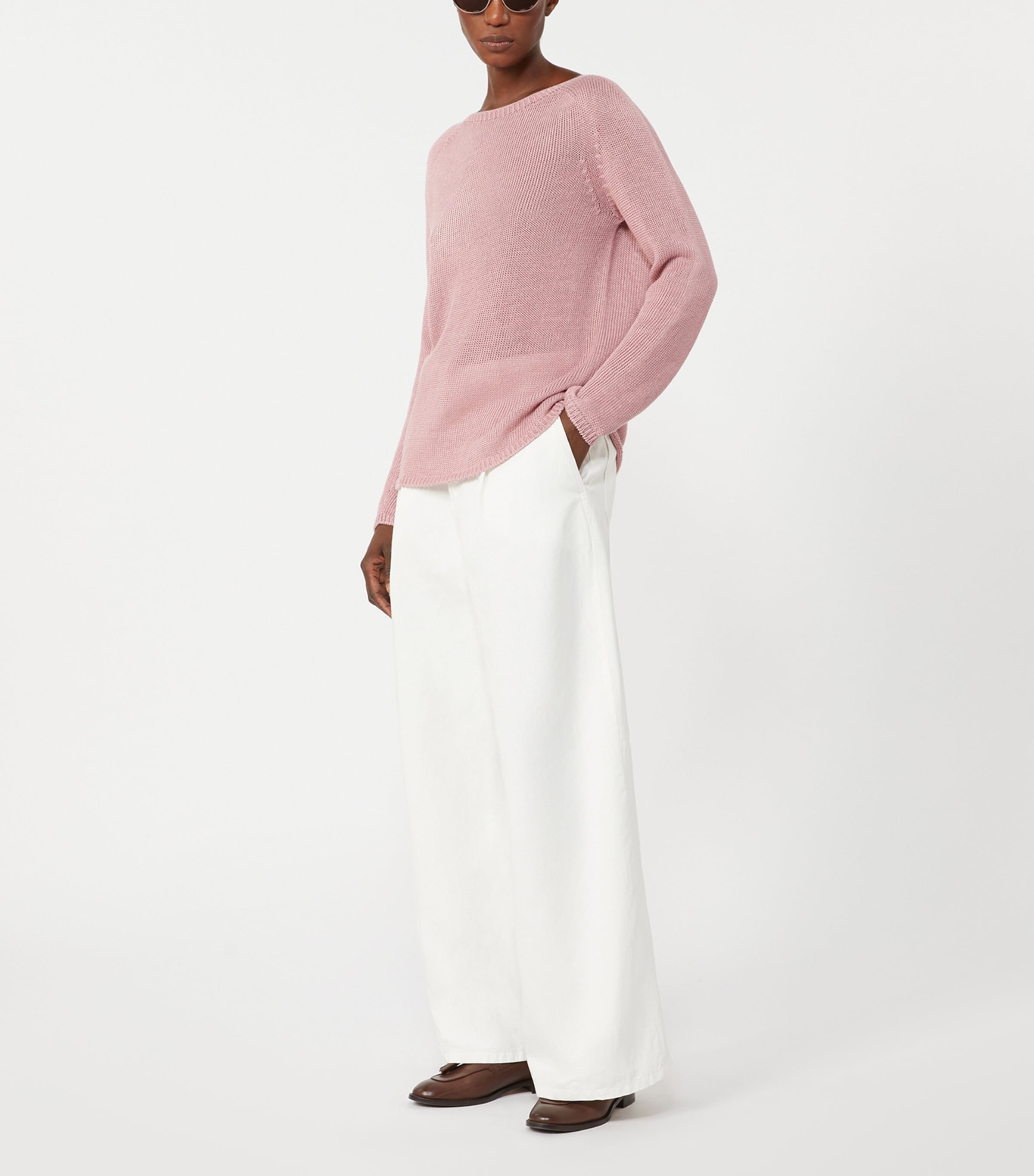 Max Mara Womens Linen Giolino Sweater Antique Rose Image 4