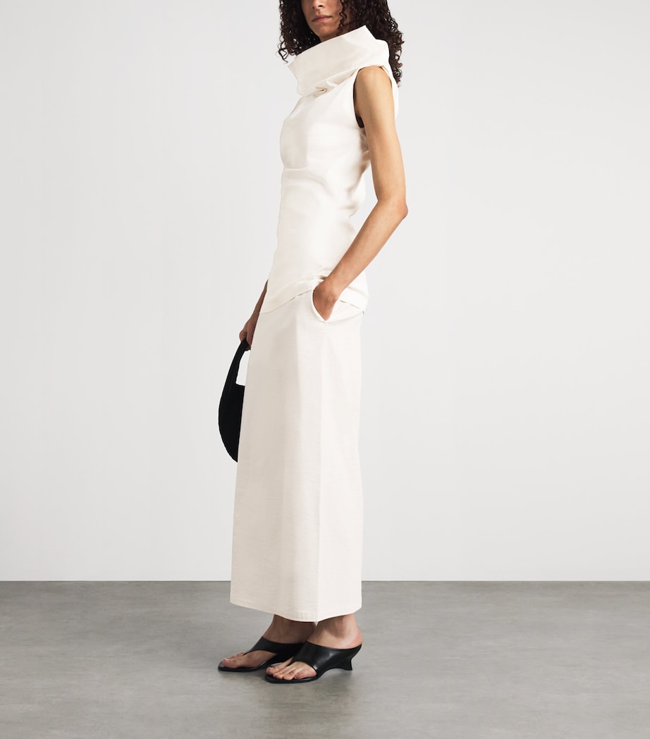 Issey Miyake Womens Allow Sleeveless Mock Neck Top Off White Image 2