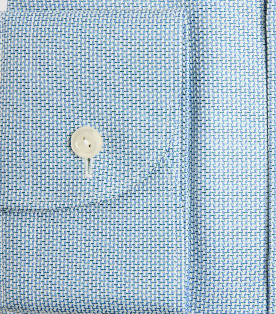 Eton Mens Cotton Patterned Contemporary Fit Shirt Dark Blue Image 6