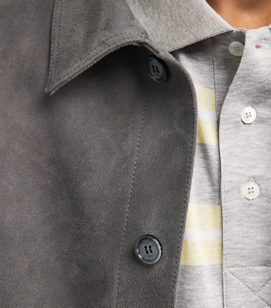 AMI Paris Mens Suede Logo Jacket Carbone Image 3