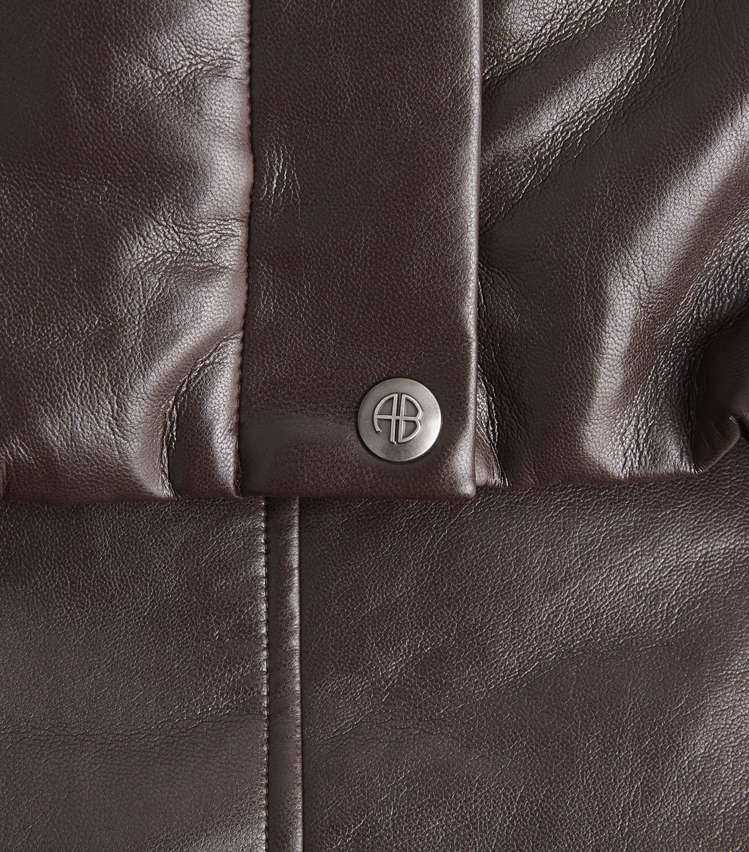 Leather-Blend Cyrus Bomber Jacket  DEEP BROWN Image 5