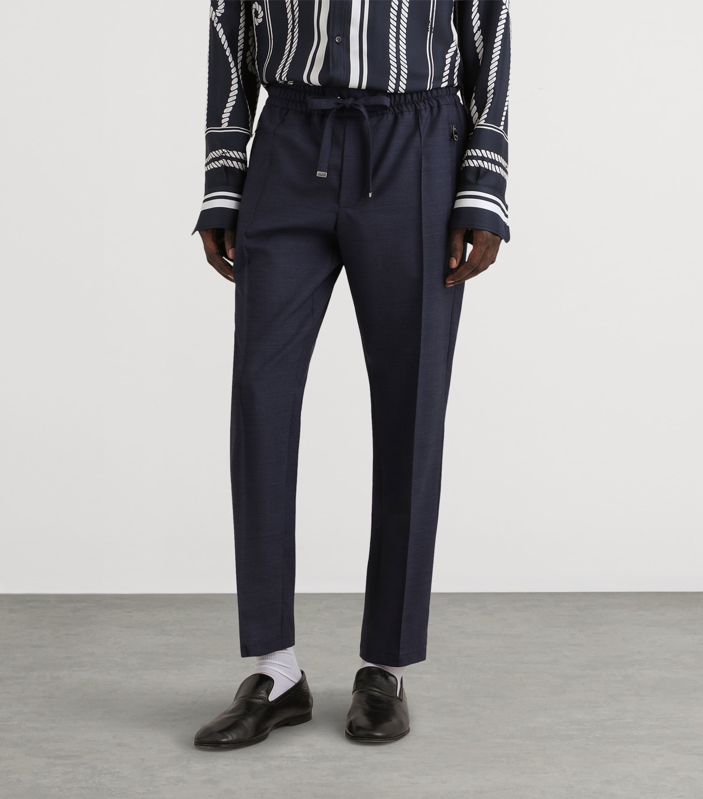 Dolce&Gabbana Mens Virgin Wool Drawstring Trousers Light Blue B Image 4
