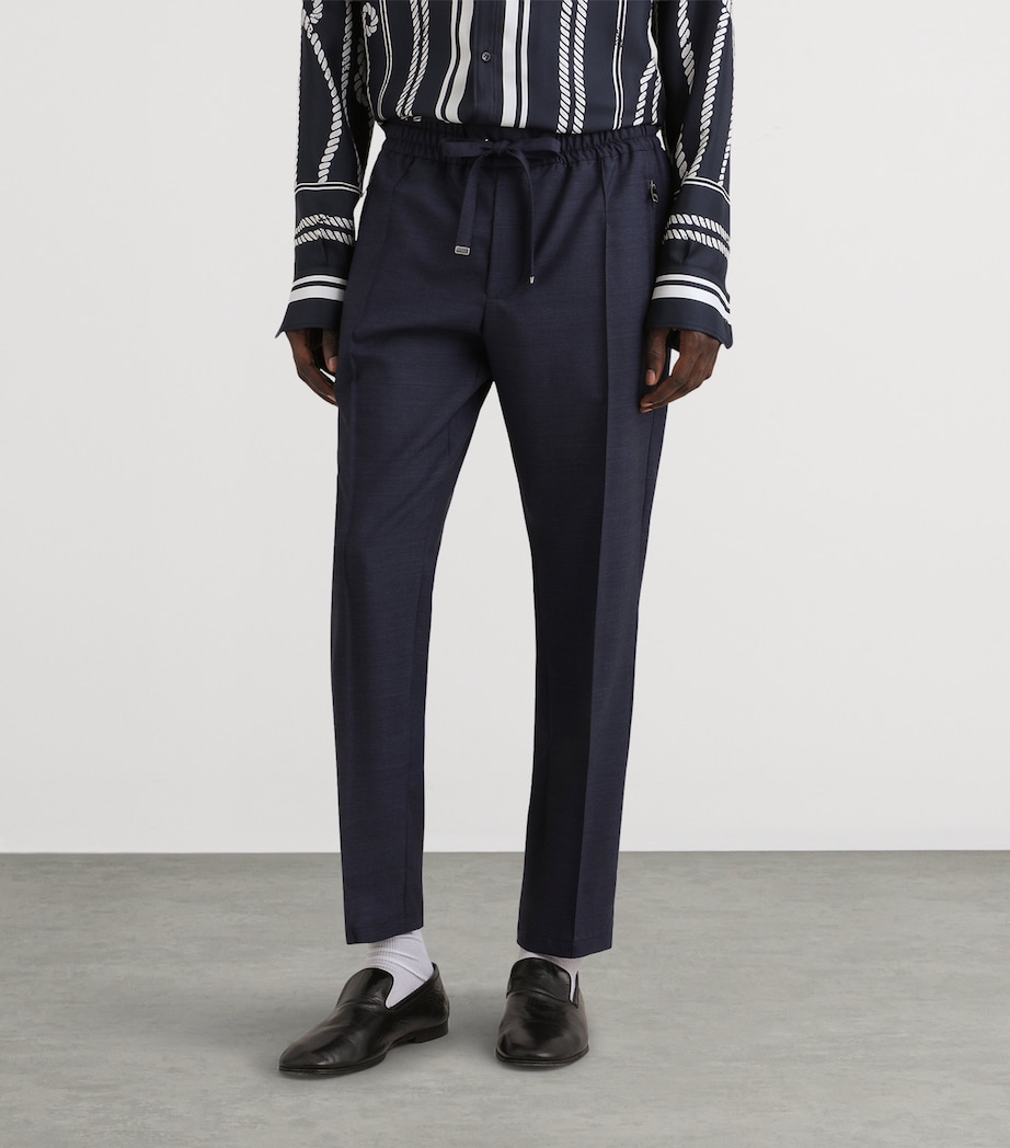 Dolce&Gabbana Mens Virgin Wool Drawstring Trousers Light Blue B Image 4