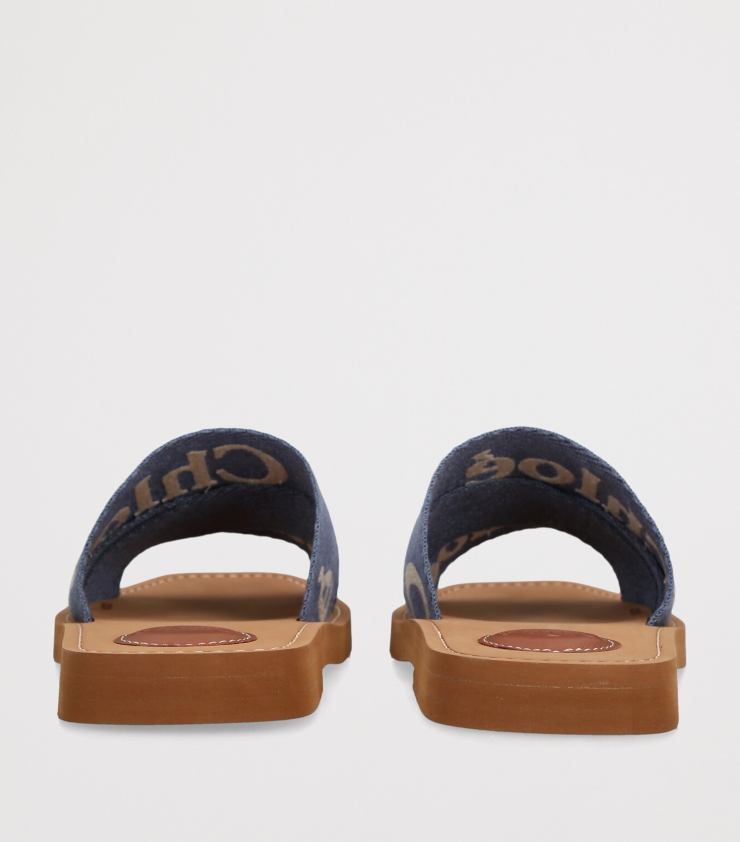 Chloé Canvas Jacquard Woody Sandals Mid Blue Image 2