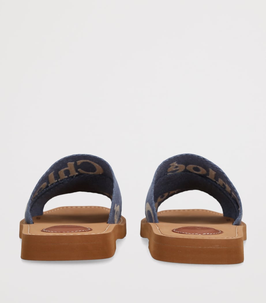 Chloé Canvas Jacquard Woody Sandals Mid Blue Image 2