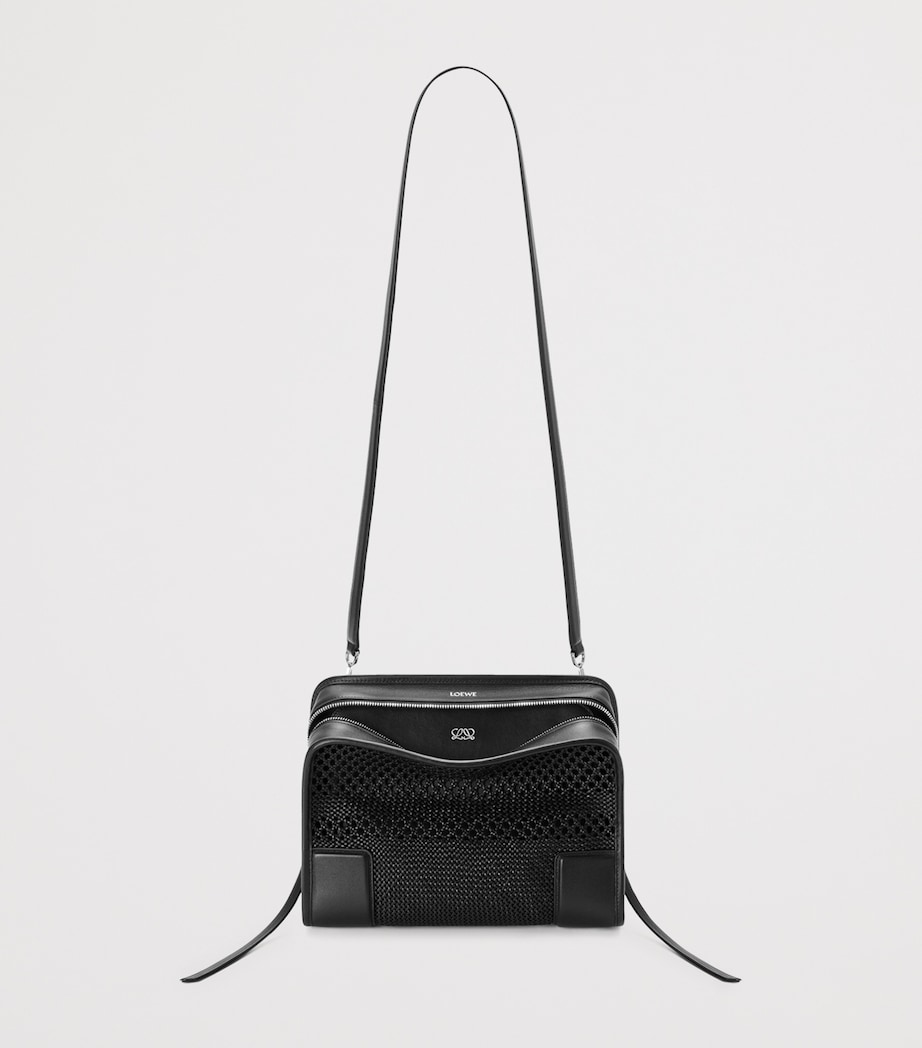 LOEWE Medium Woven Leather Amazona 180 Top-Handle Bag Black Image 10