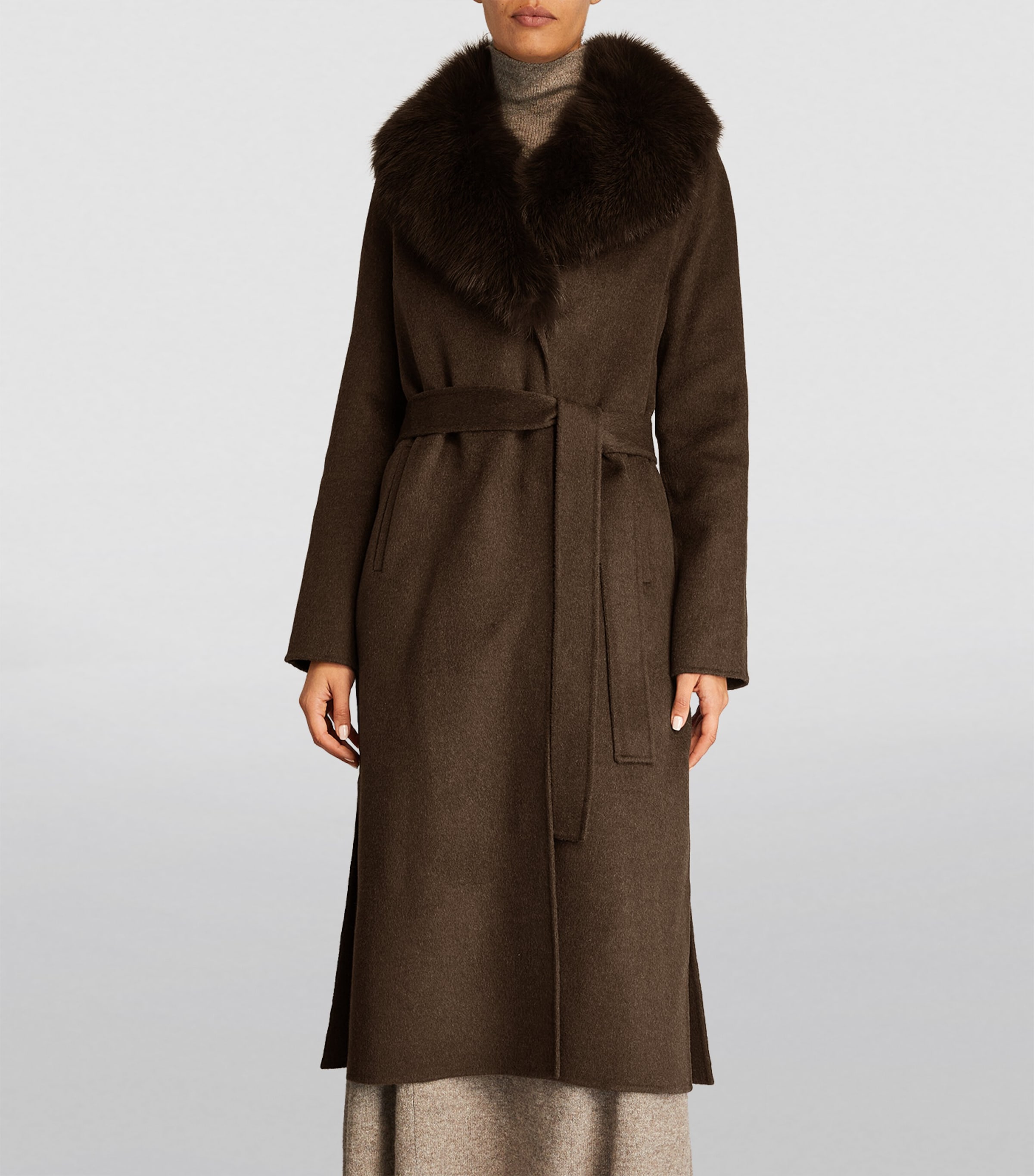 Wool-Cashmere Fur-Trim Coat 204 Image 3
