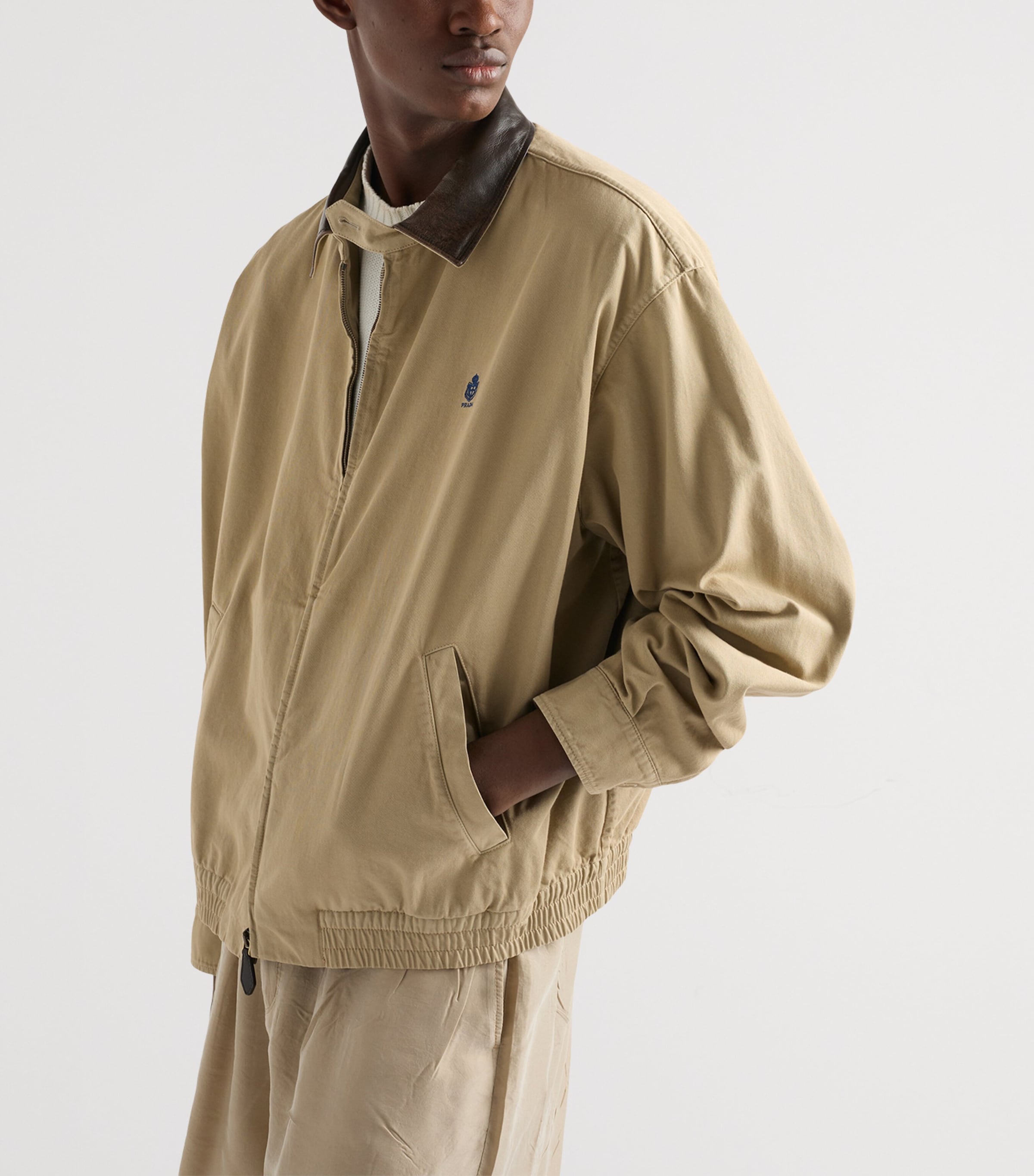 Prada Mens Cotton Bomber Jacket Neutral Image 3