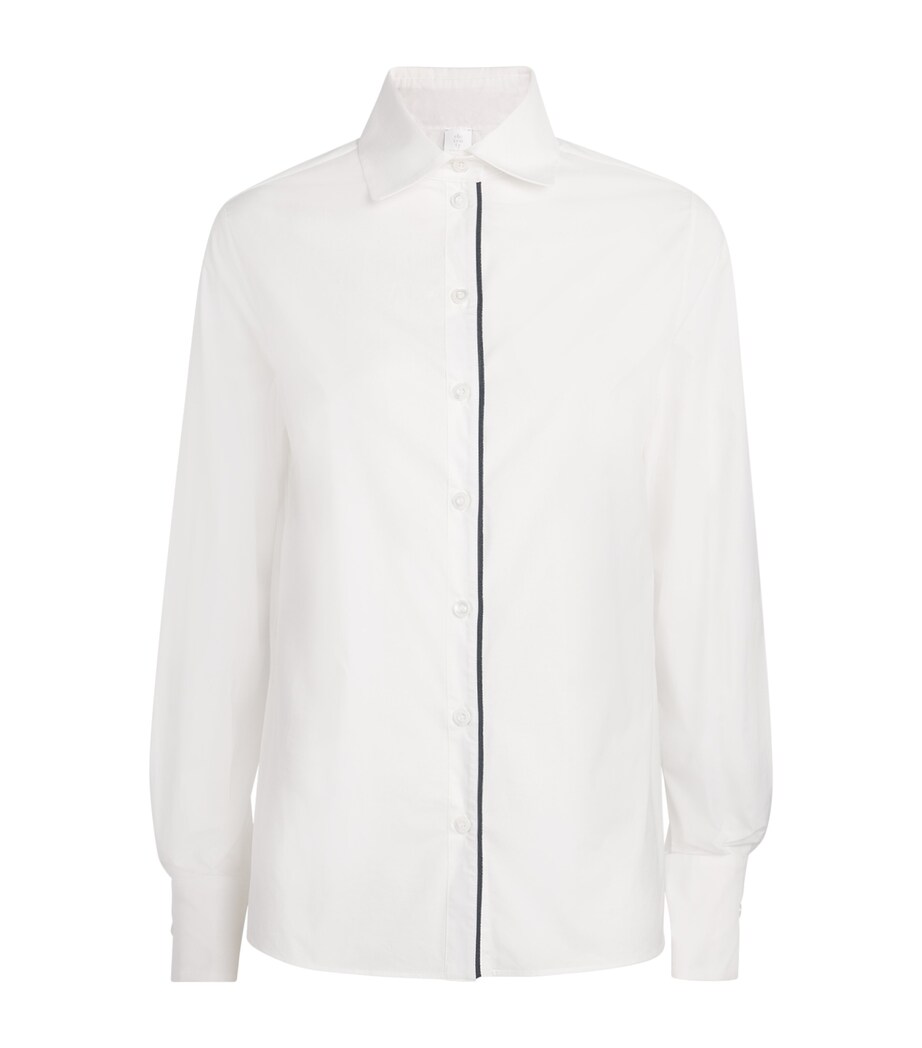 Cotton-Blend Piped Shirt BIANCO Image 1