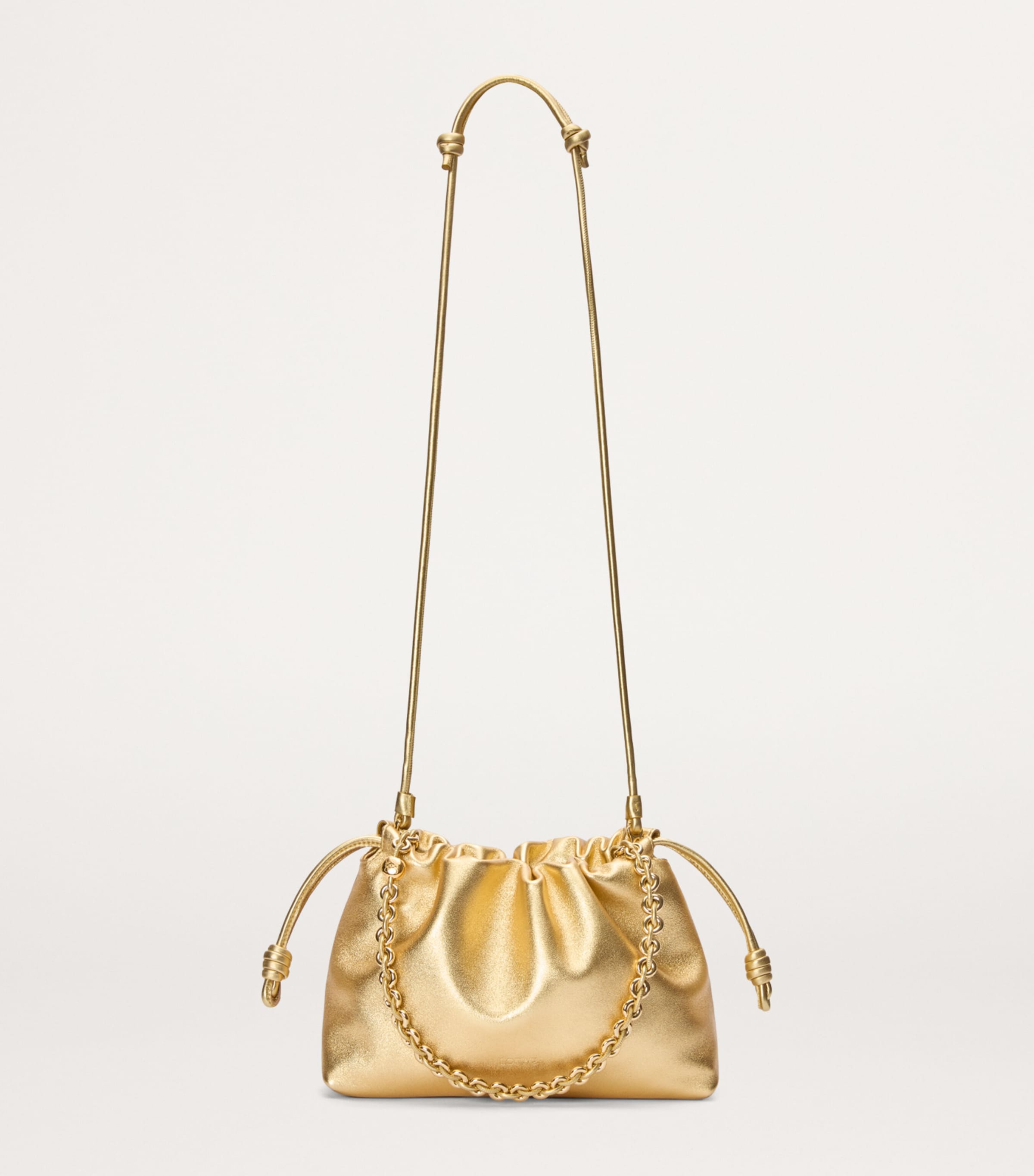 Medium Metallic Leather Flamenco Purse GOLD Image 6