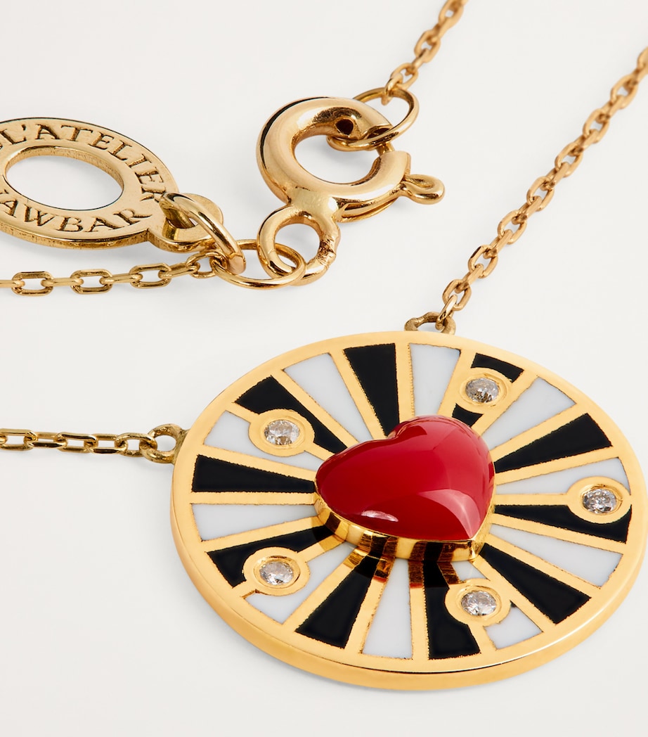 Yellow Gold, Diamond and Enamel Spiral Heart Necklace YELLOW GOLD Image 4