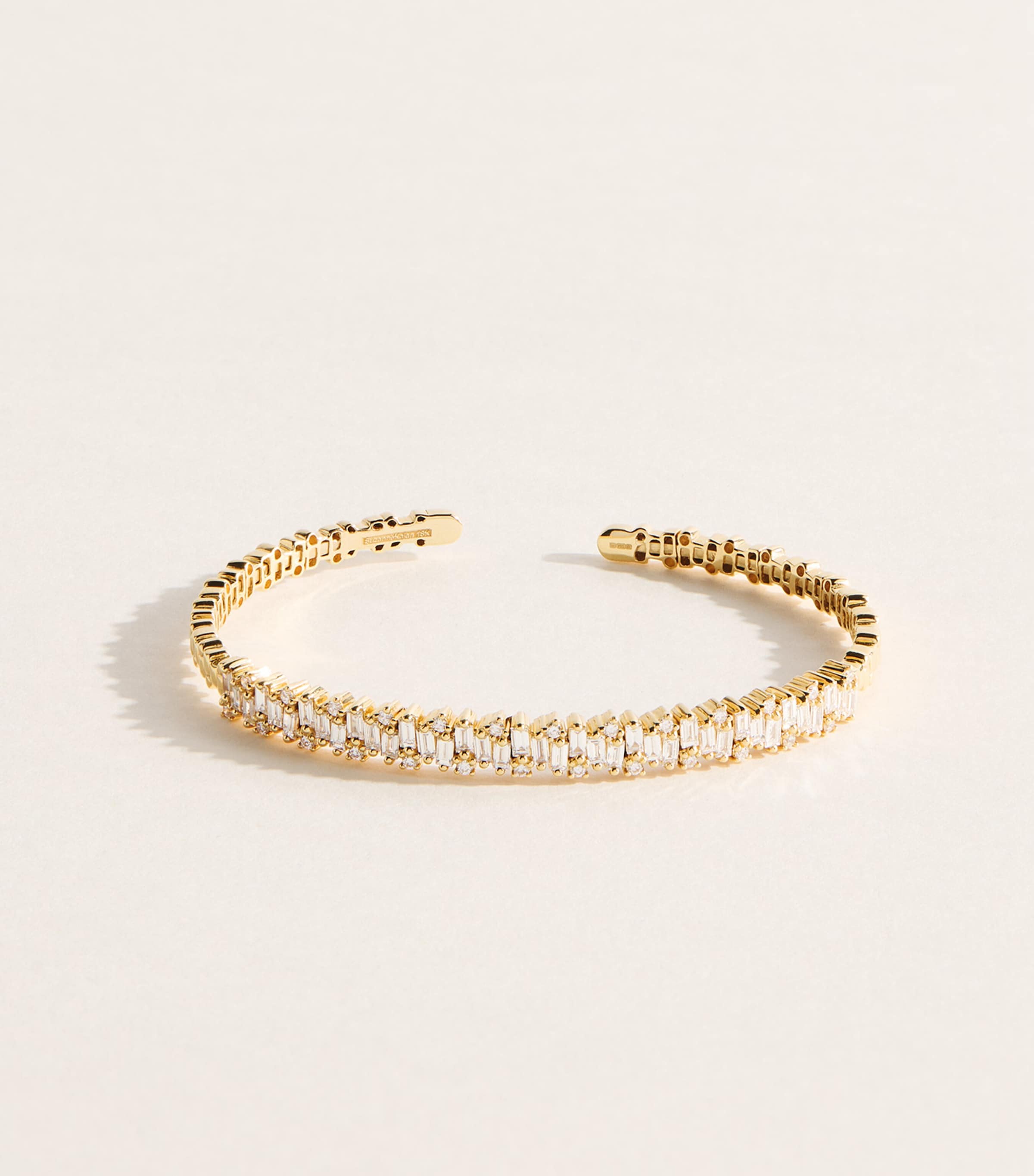 Suzanne Kalan Yellow Gold and Diamond Classic Shimmer Bangle Yg/wd Image 1