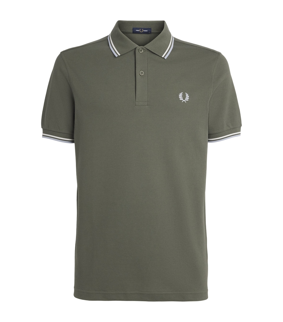 Fred Perry Mens Cotton Twin Tipped Polo Shirt Laurel Wreath Gr Image 1