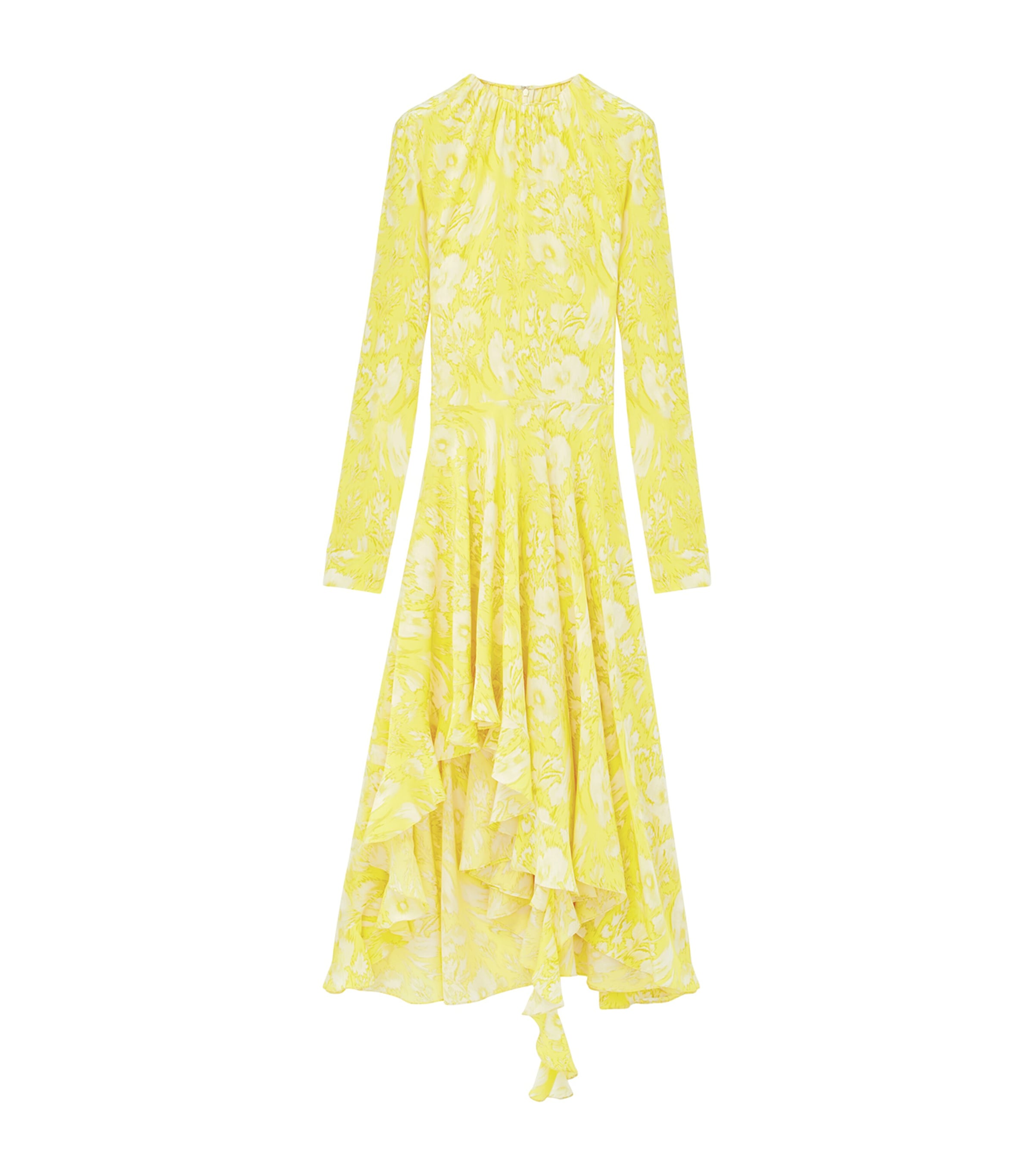 Alexander Mcqueen Silk Floral Maxi Dress In Gold