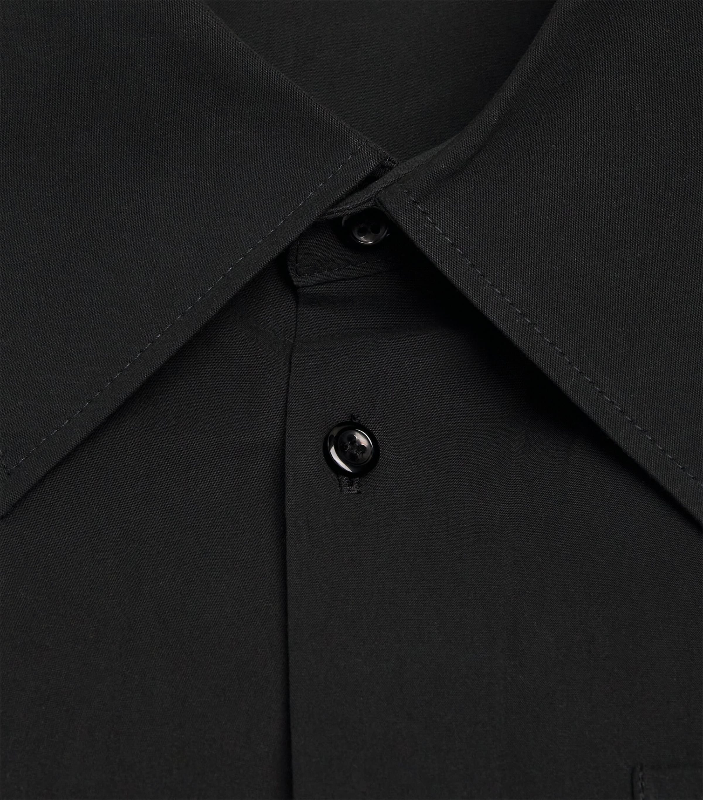 Séfr Mens Cotton Waylon Short-Sleeve Shirt Black Fine Poplin Image 6